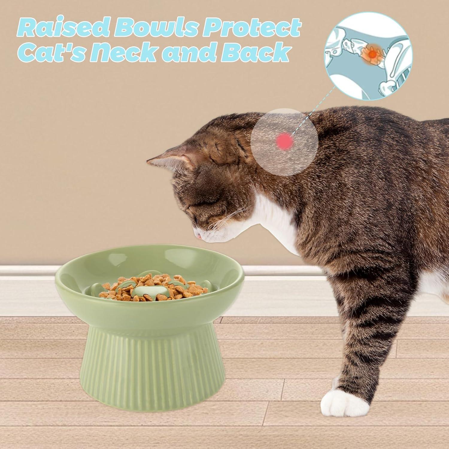 Tazón Elevado para Gatos STARVAST 2 Piezas Cerámica 15cm