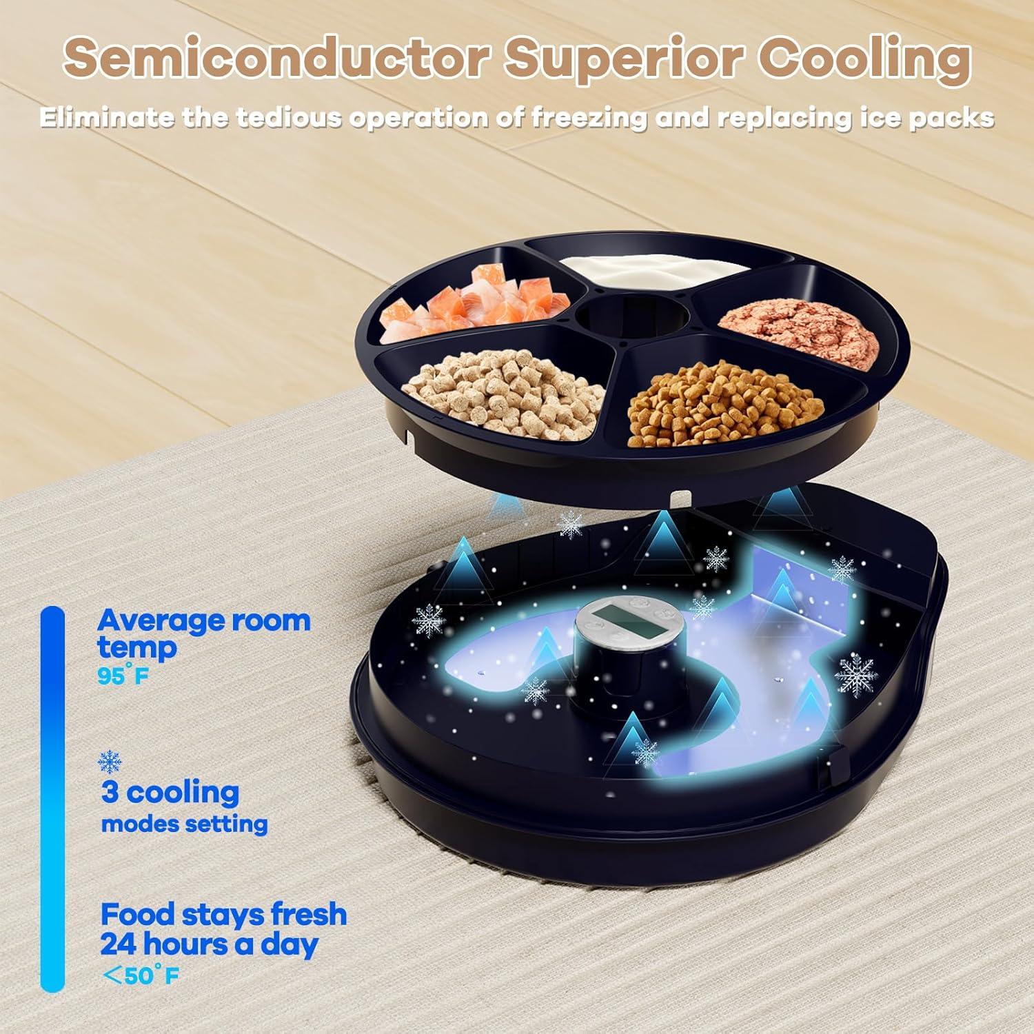 Comedero Automático Refrigerado UBPET para Gatos y Perros 5 Comidas