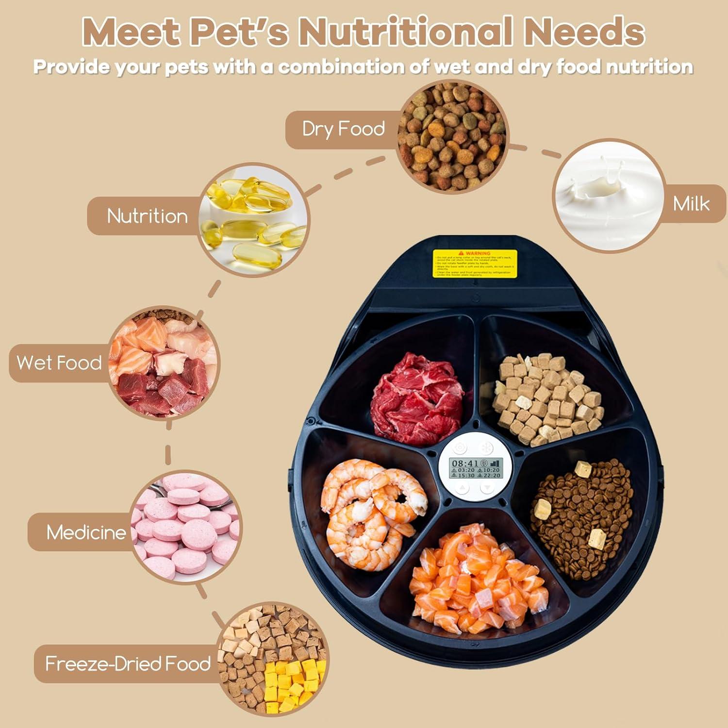 Comedero Automático Refrigerado UBPET para Gatos y Perros 5 Comidas