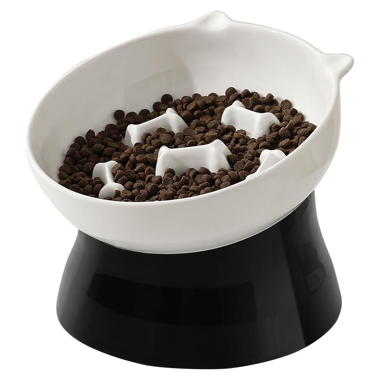 Tazón Elevado para Gatos PTOBER Cerámica 15.24 cm Anti-Vómito