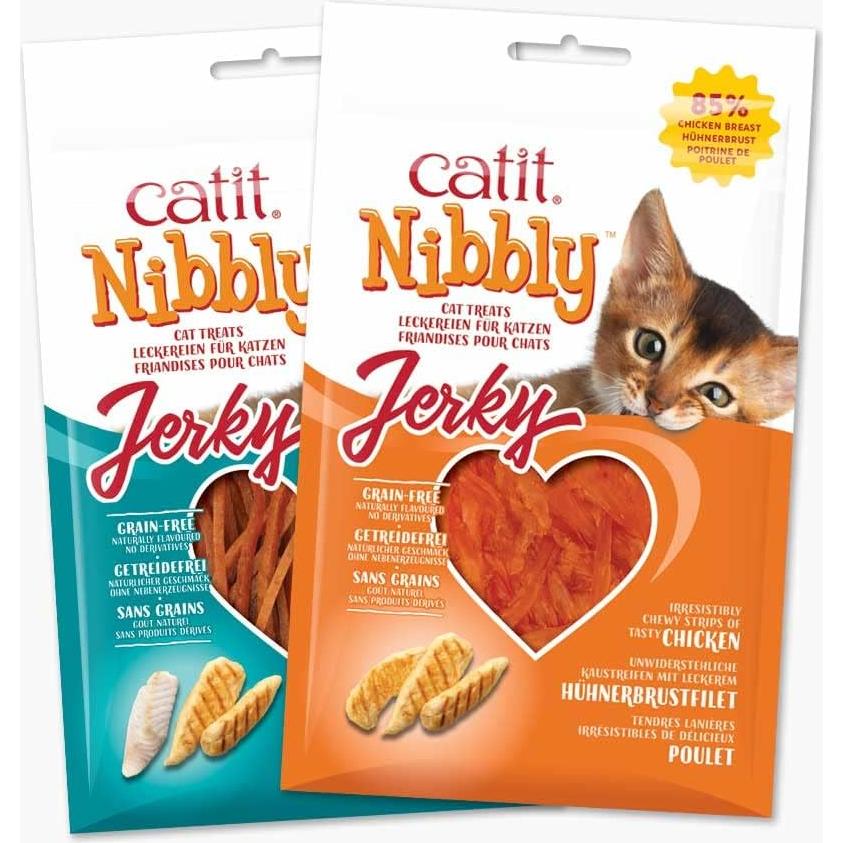Golosinas para Gatos Catit Nibbly Jerky Pollo 30g (2 Paquetes)