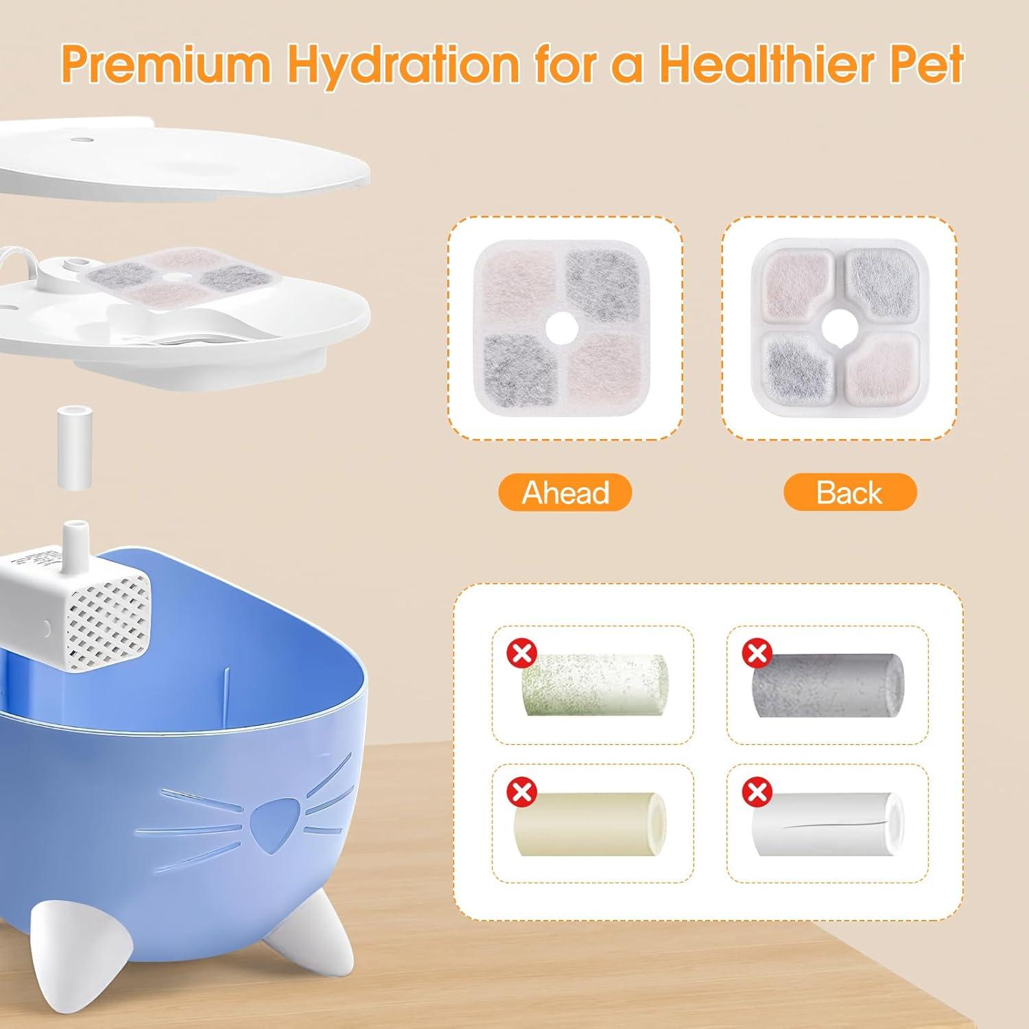 Filtros de Agua para Gatos Vovoloki Pixi - 16 Filtros + 4 Tubos