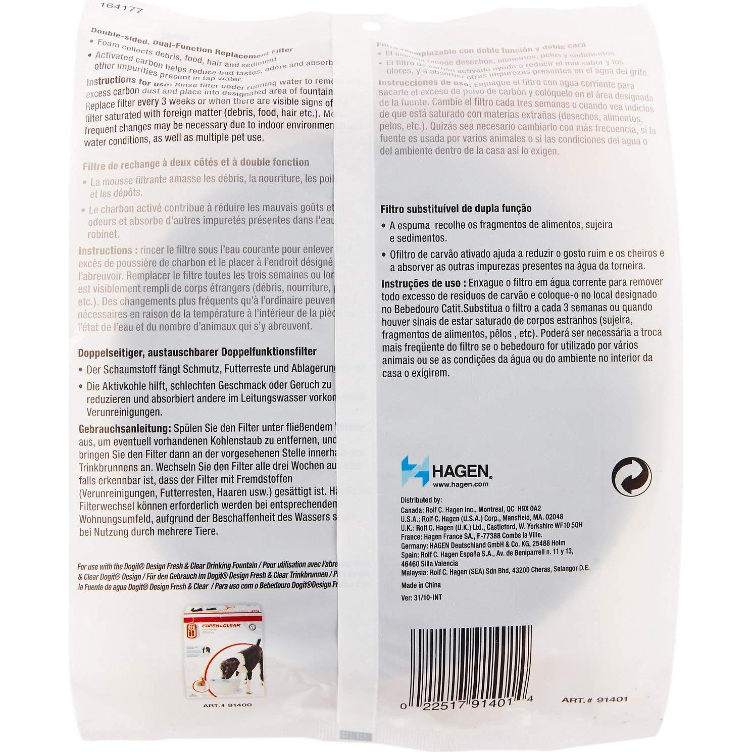 Filtros de Reemplazo Dogit para Fuente de Agua Zeus H2EAU - 3 Unidades