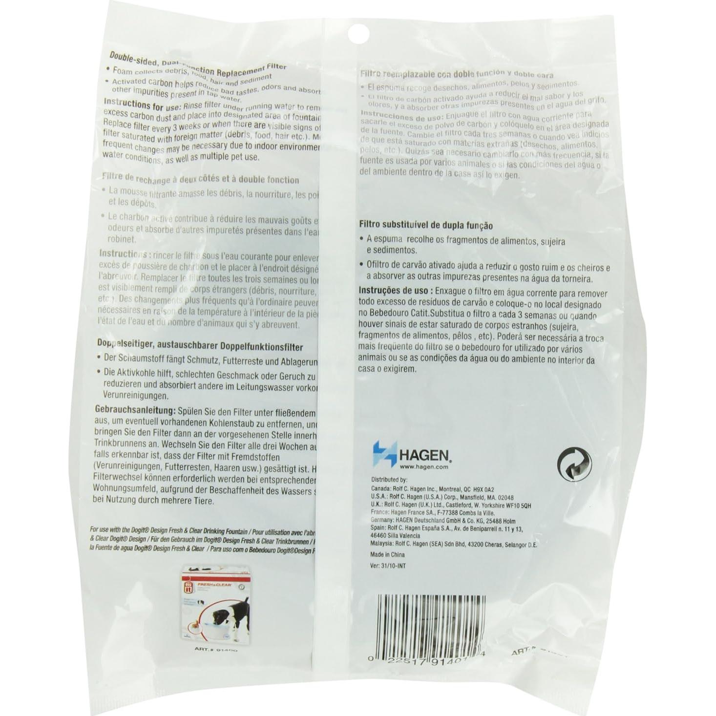 Filtros de Reemplazo Dogit para Fuente de Agua Zeus H2EAU - 3 Unidades