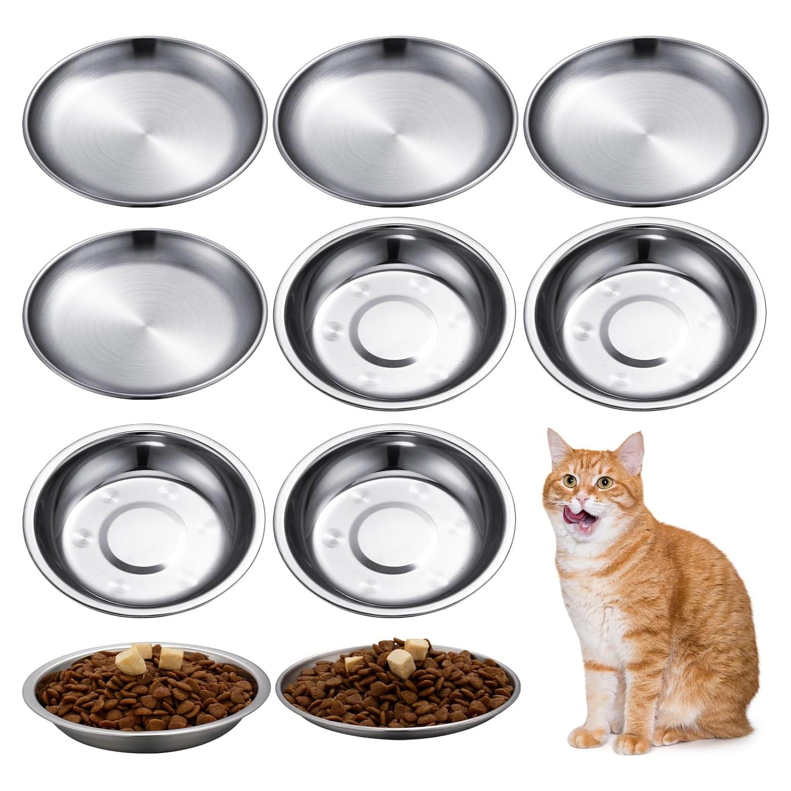 Domensi 8 Piezas Cuencos Acero Inoxidable para Gatos 14 cm