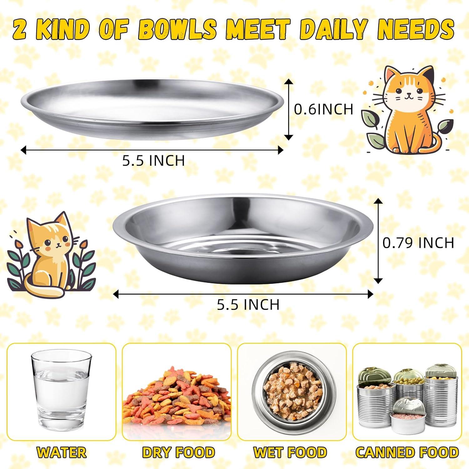 Domensi 8 Piezas Cuencos Acero Inoxidable para Gatos 14 cm