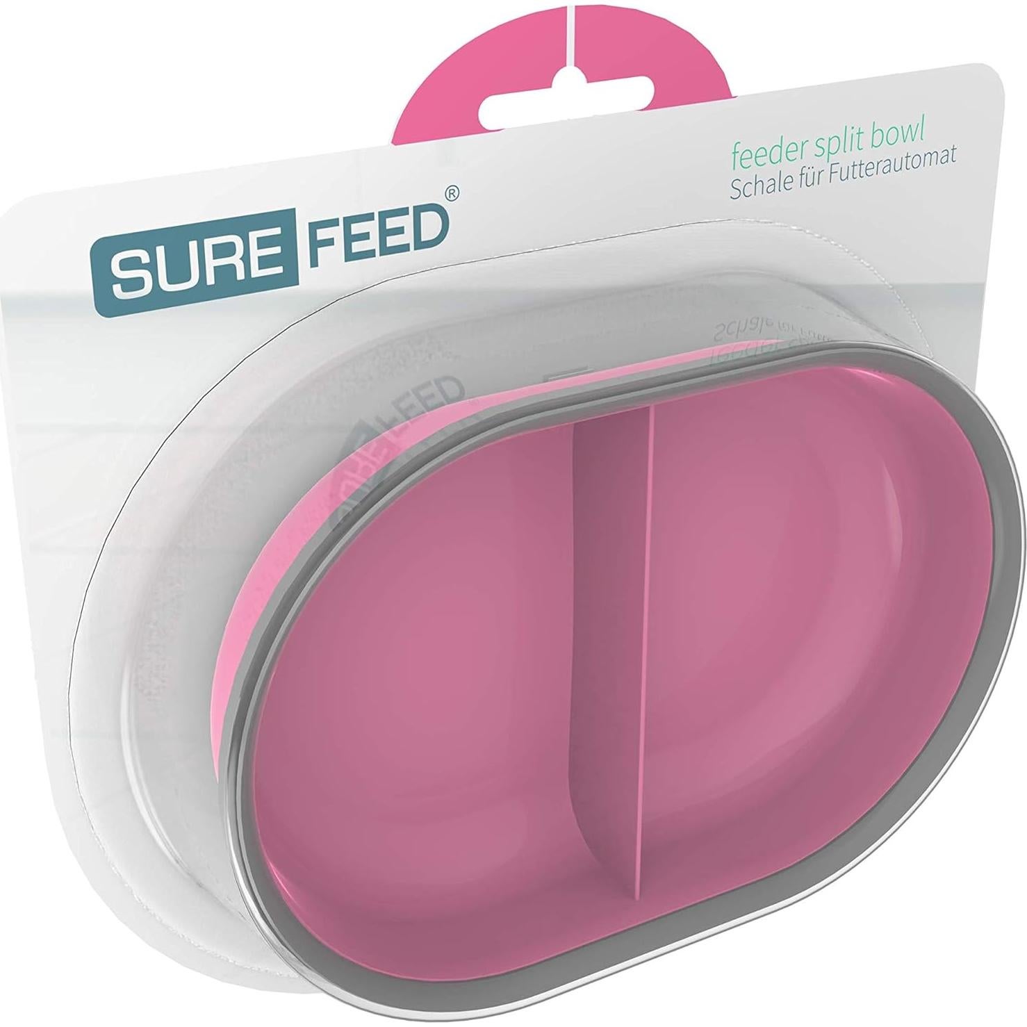 Tazón Dividido Rosa SureFeed para Alimentador de Mascotas