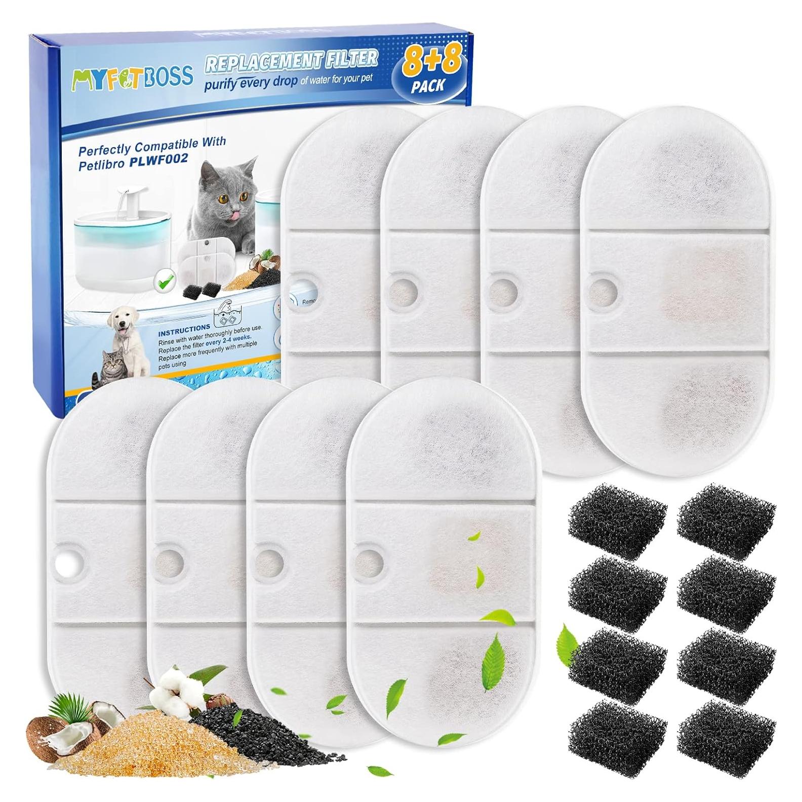 Filtros de Reemplazo MyfatBOSS para Fuente de Agua Gatos 16 Piezas