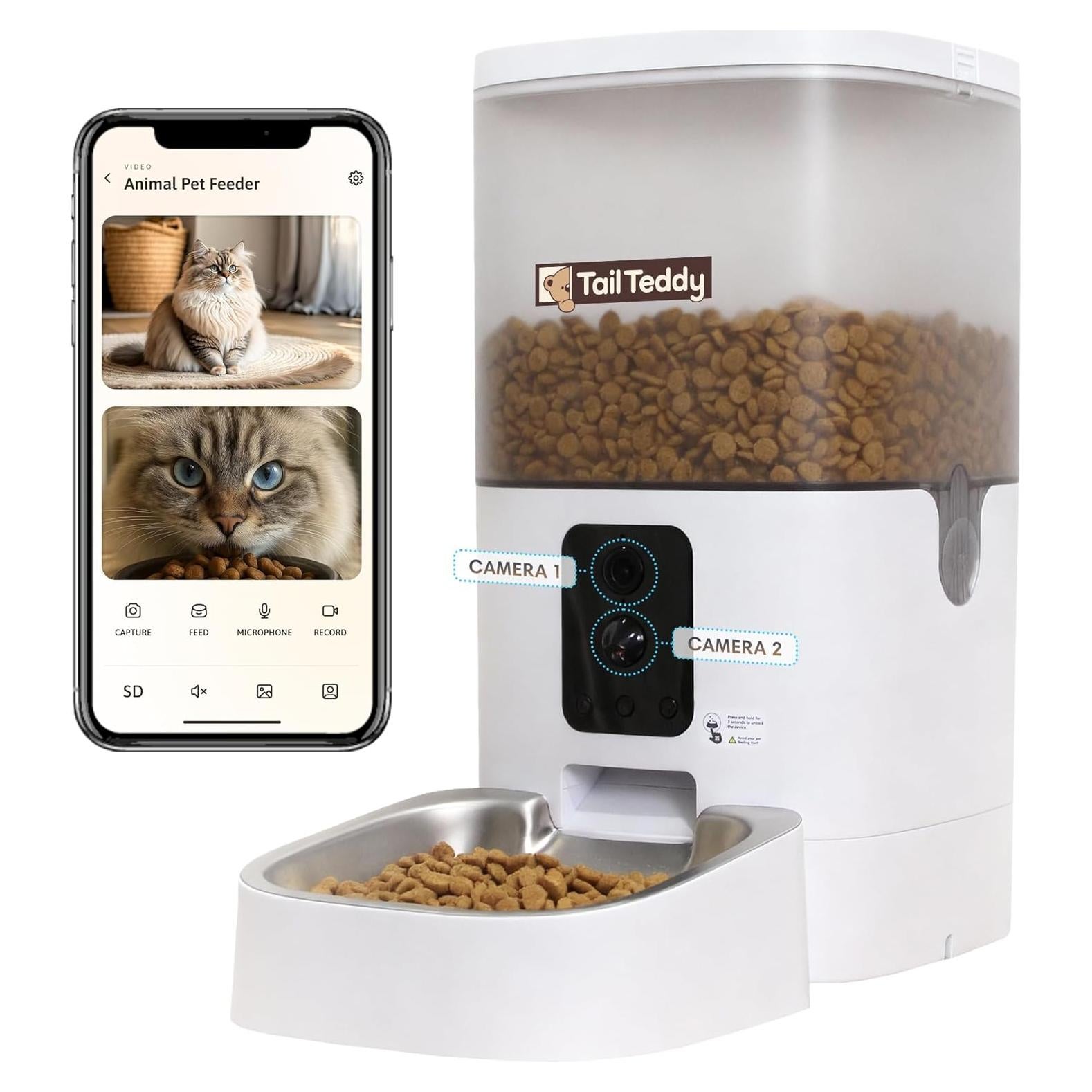 Alimentador Automático para Gatos TailTeddy 6L con App WiFi