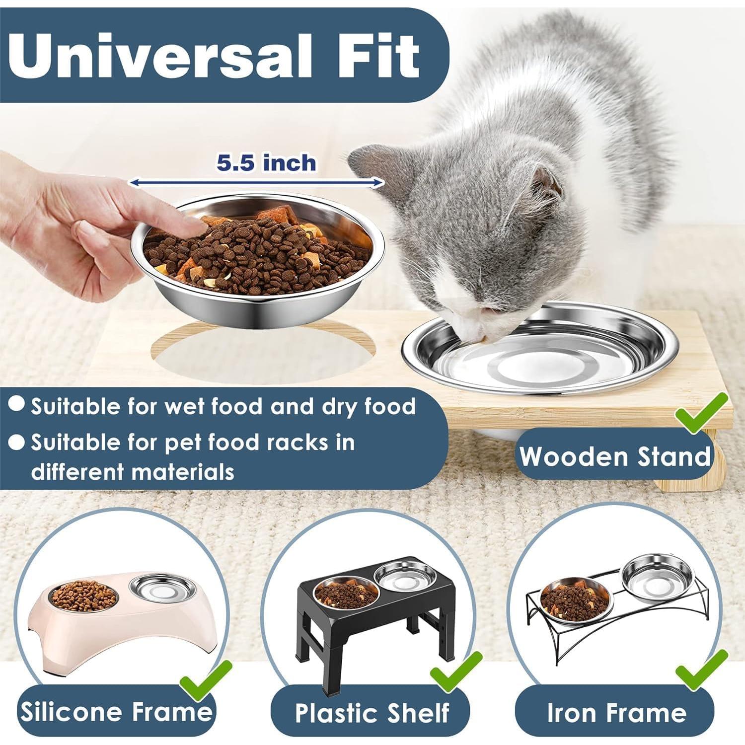 6 Cuencos de Acero Inoxidable Arespark para Gatos 14 cm