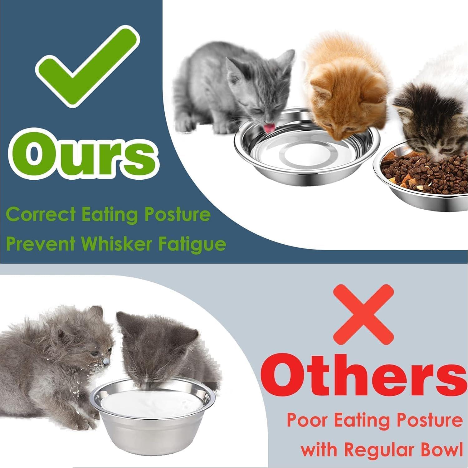 6 Cuencos de Acero Inoxidable Arespark para Gatos 14 cm