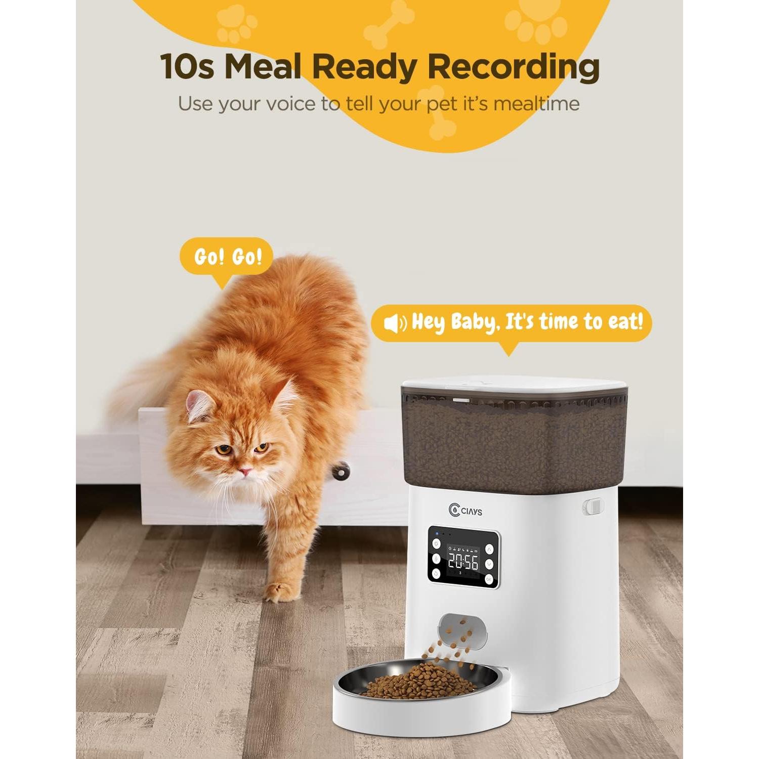 Comedero Automático para Gatos Ciays 4L Blanco Acero Inox