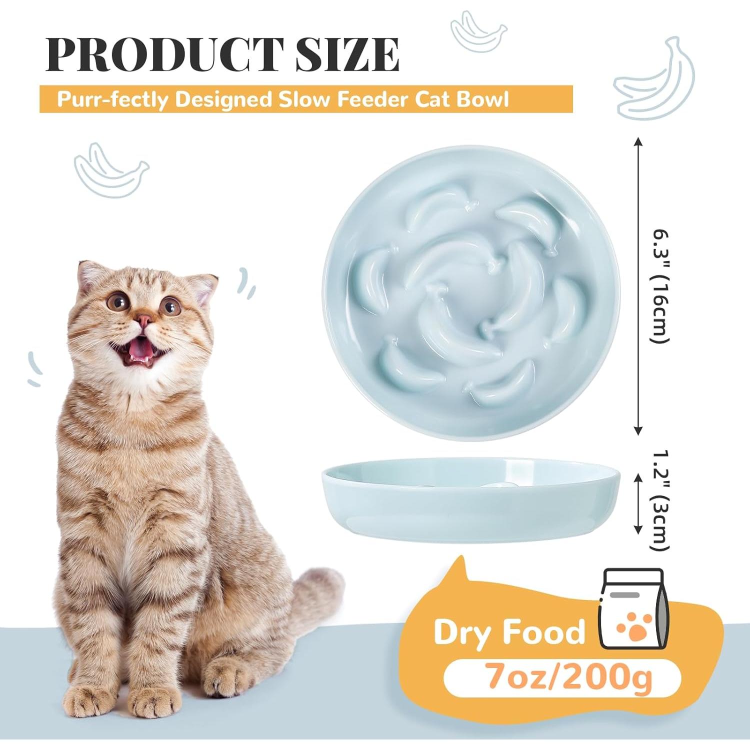 Tazones de Comida para Gatos PTOBER - Juego de 3 Melamina Blanco