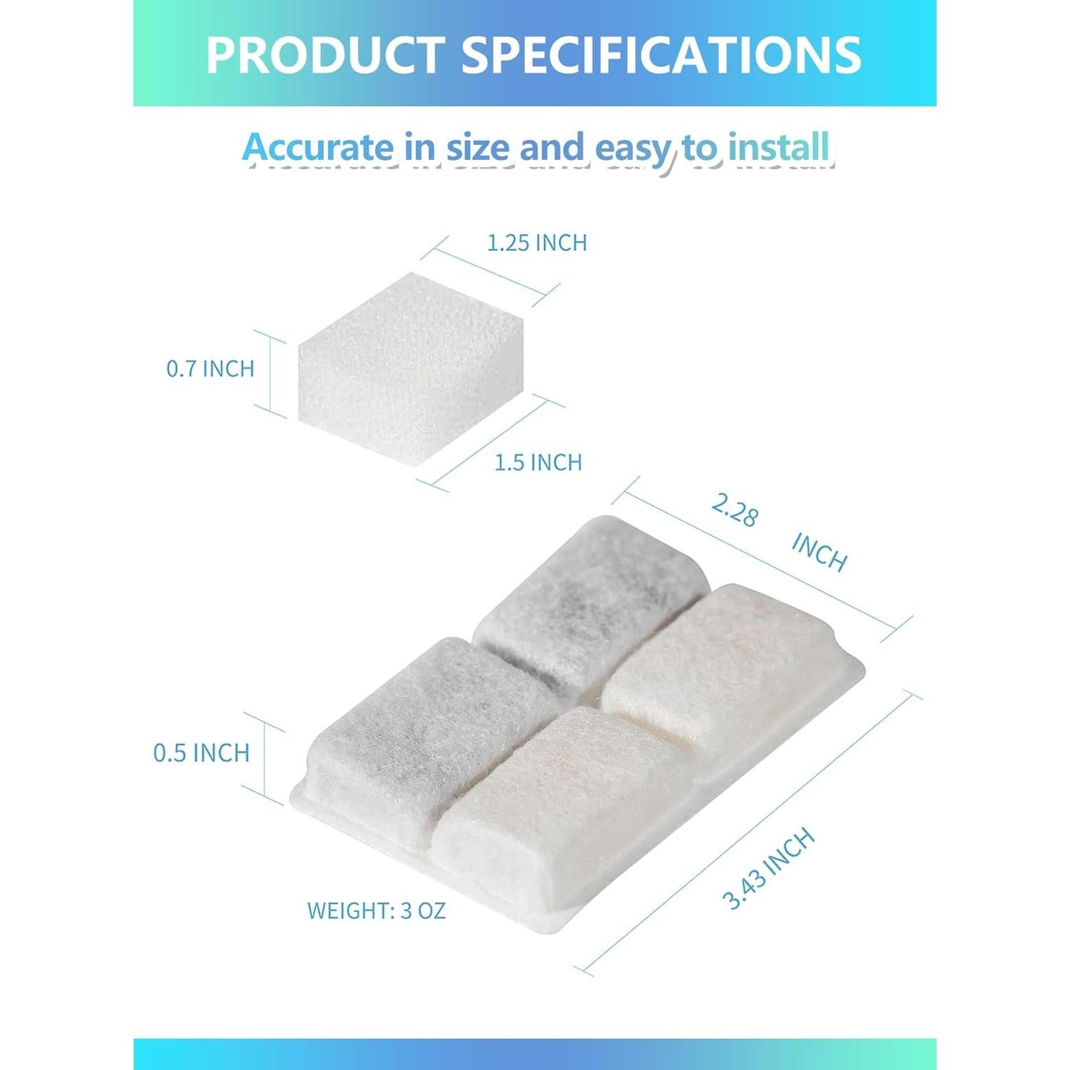 Filtros de Reemplazo TOGGATH para Fuente de Agua Gatos 6+6 Paquetes