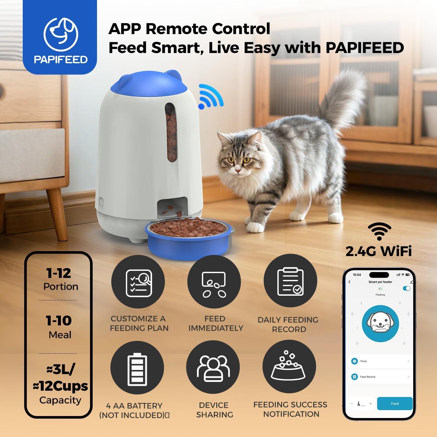 Comedero Automático PAPIFEED 3L para Gatos y Perros Pequeños