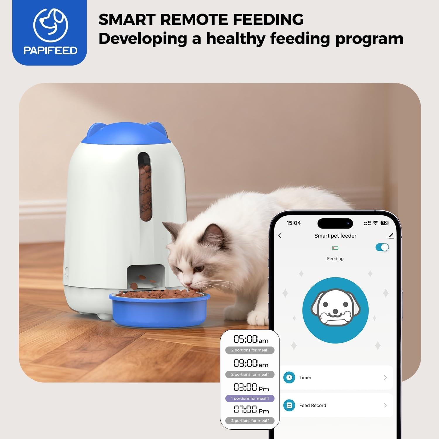 Comedero Automático PAPIFEED 3L para Gatos y Perros Pequeños
