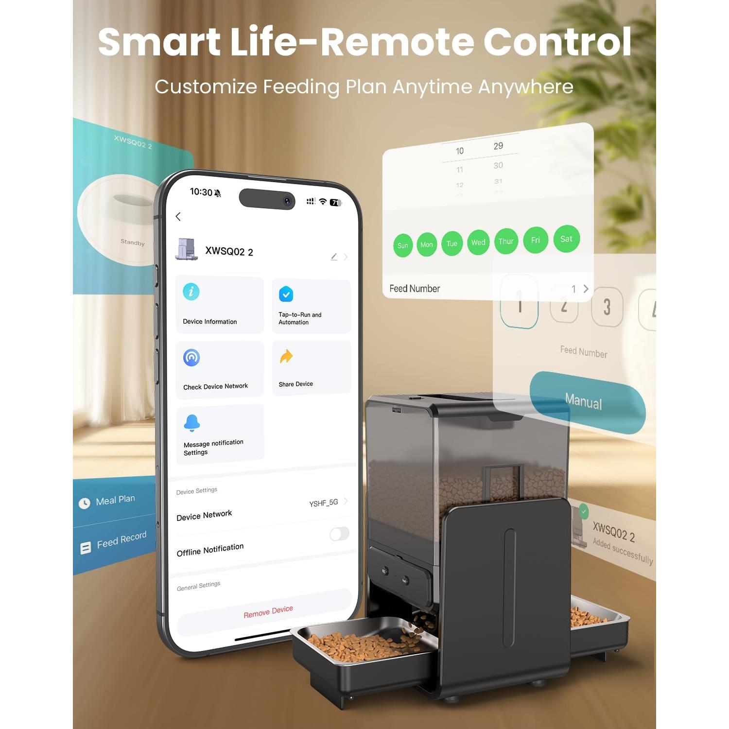 Comedero Automático para Gatos CityFlee WiFi 5G 5L Doble Cuenco