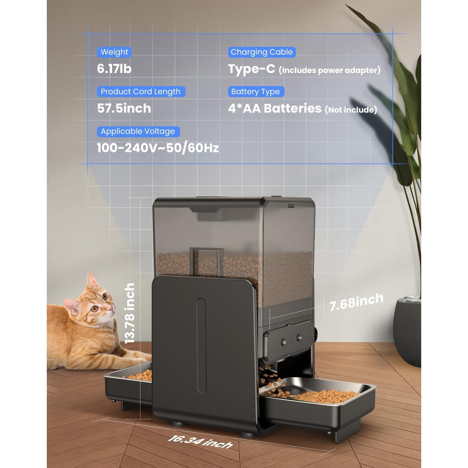 Comedero Automático para Gatos CityFlee WiFi 5G 5L Doble Cuenco