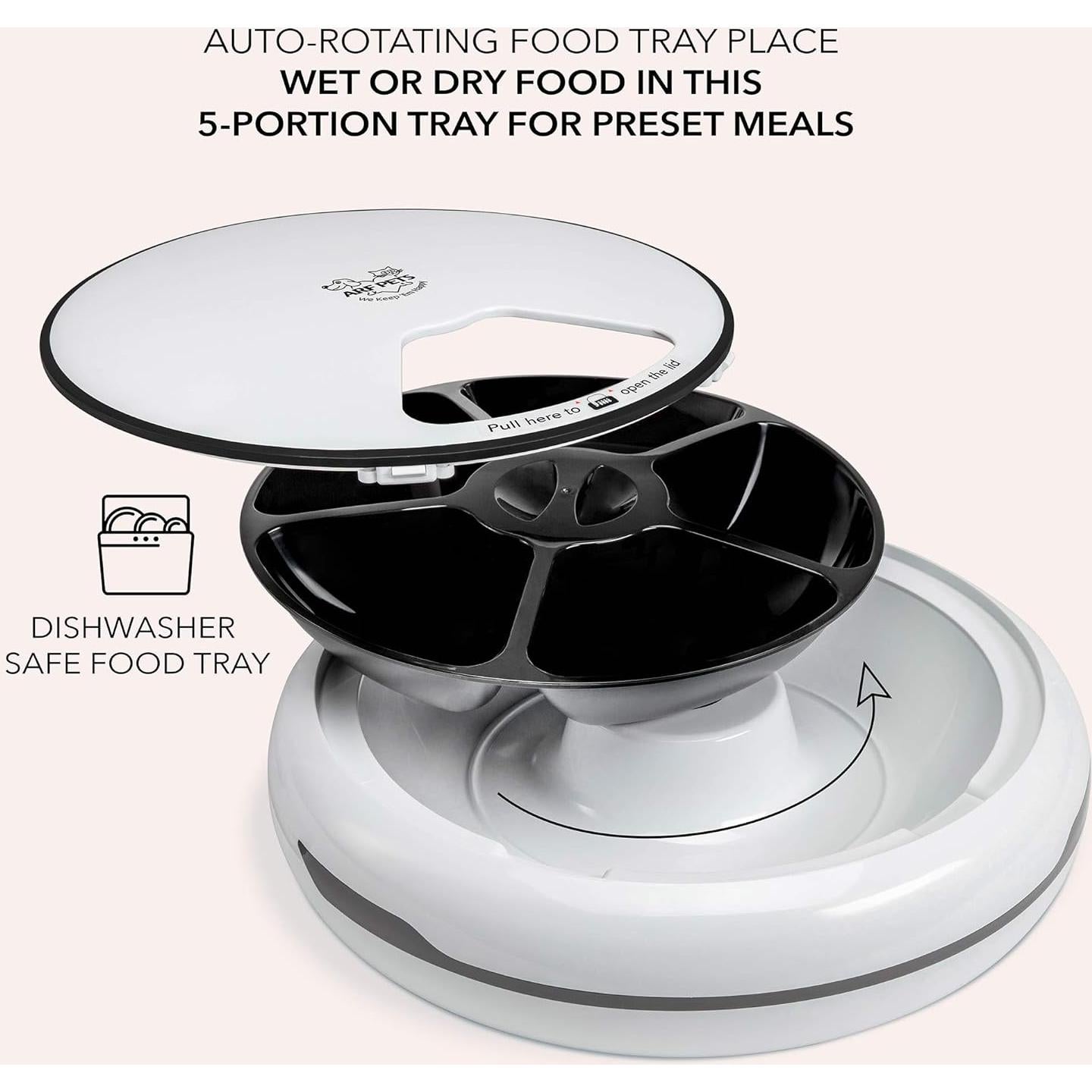 Dispensador Automático de Comida Arf Pets 5 Comidas 1 Taza