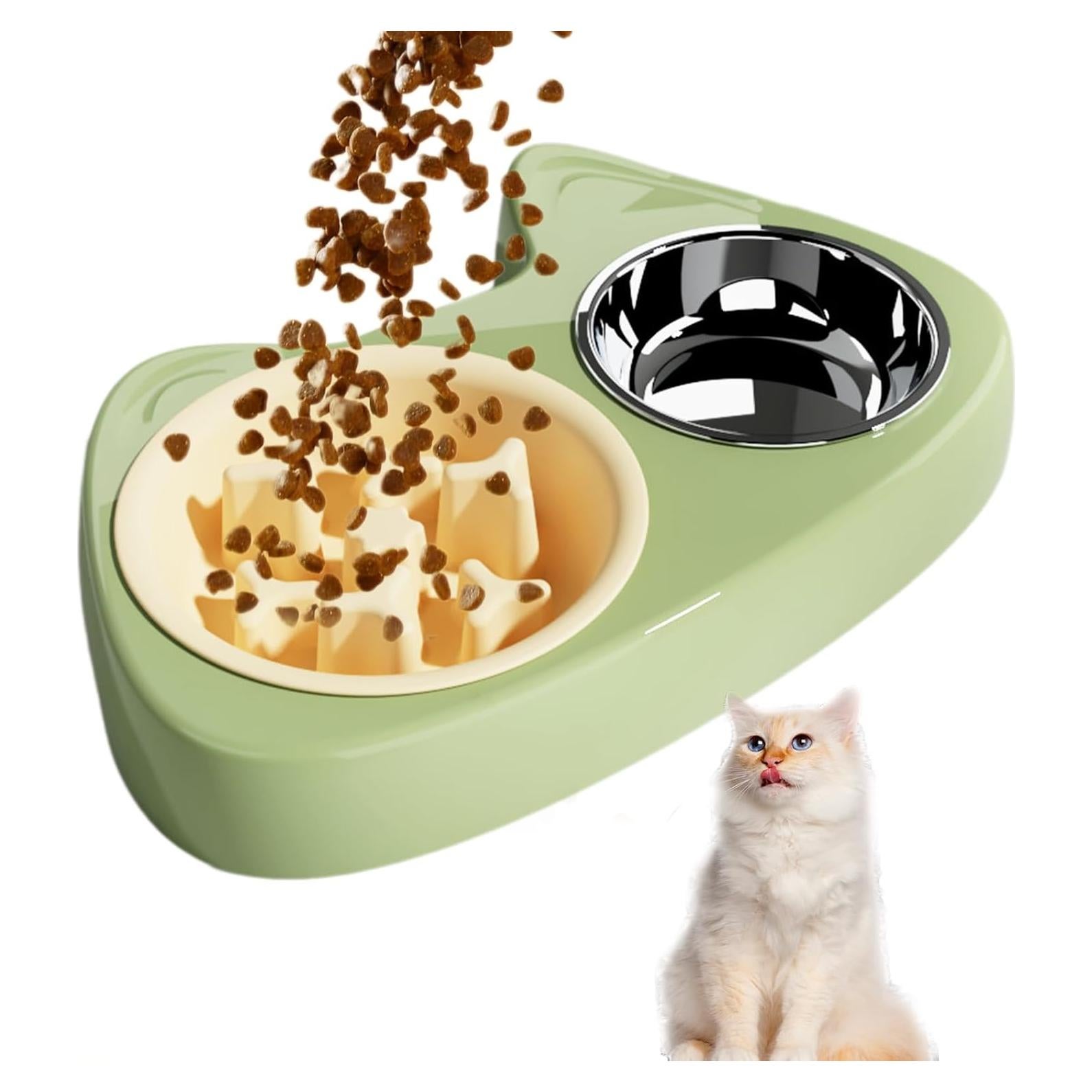 Cuenco Antiahogo para Gatos IVICOO, Doble Compartimento 21x13 cm