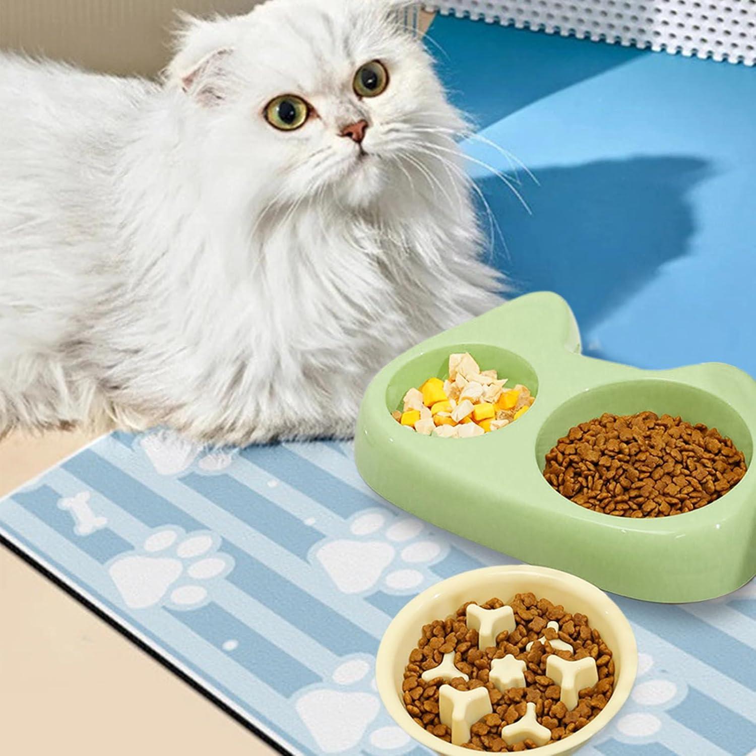 Cuenco Antiahogo para Gatos IVICOO, Doble Compartimento 21x13 cm