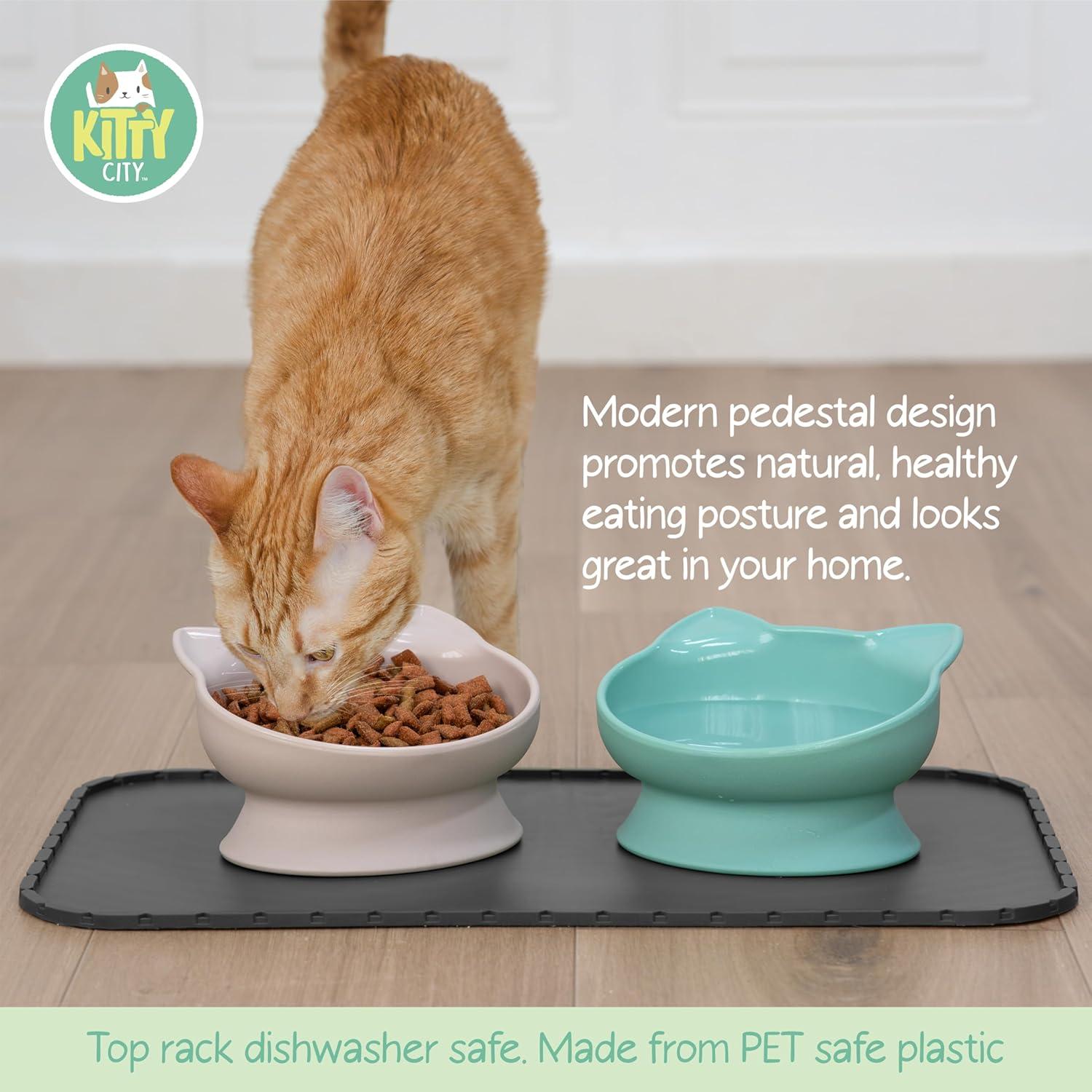 Tazones Elevados para Gatos Kitty City 2pk - Diseño Moderno