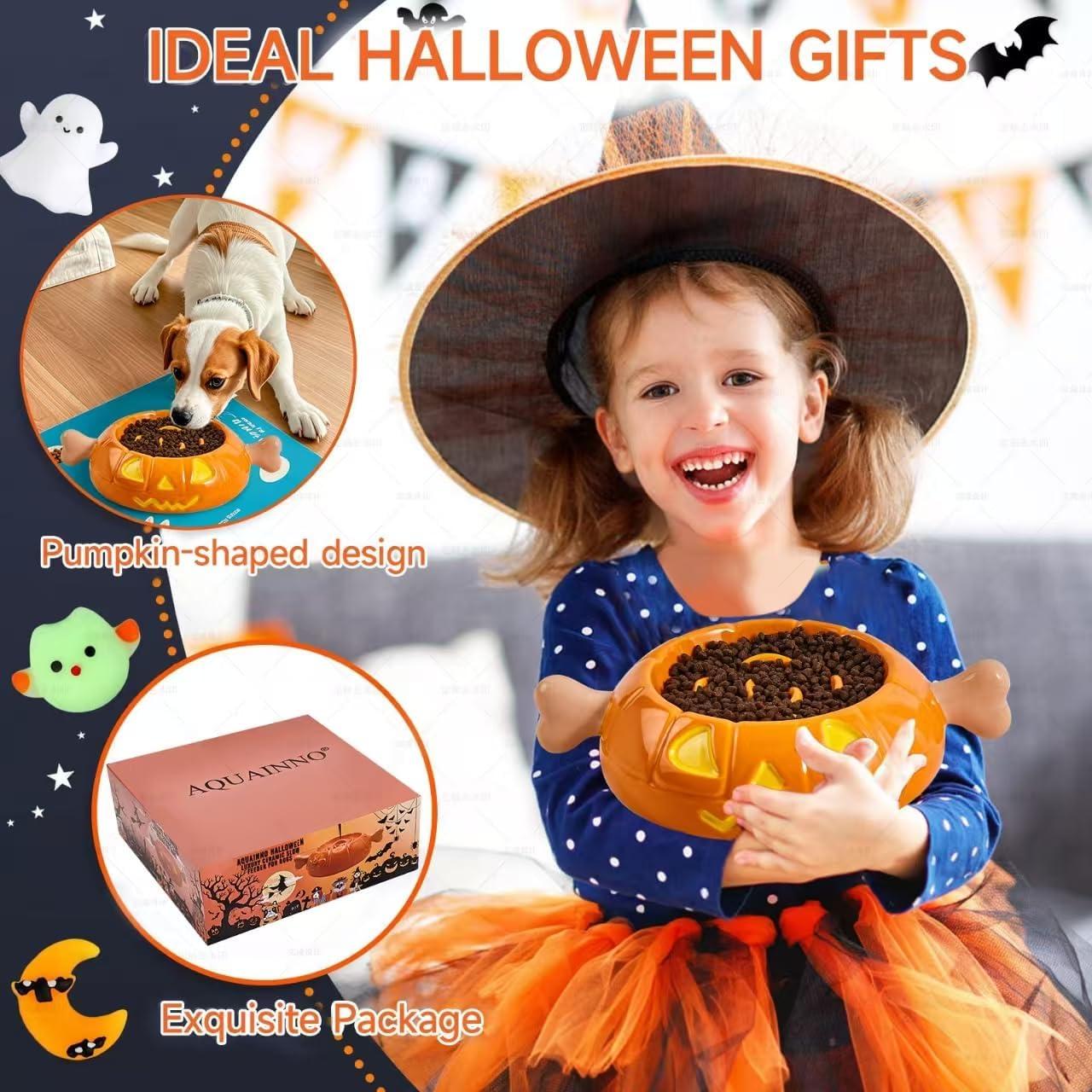 Cuenco Alimentador Lento para Perros Aquainno Calabaza 1.5 Tazas