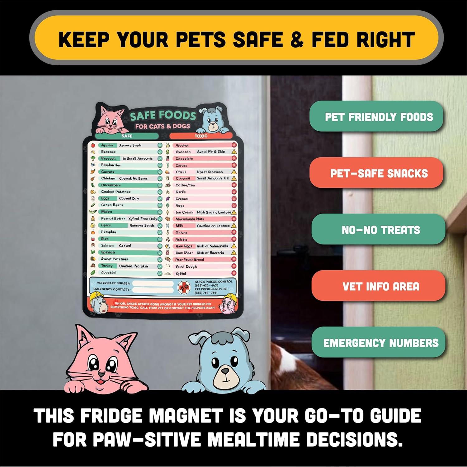 Guía Magnética de Alimentos Seguros para Perros y Gatos Sunsella 21.6x27.9cm