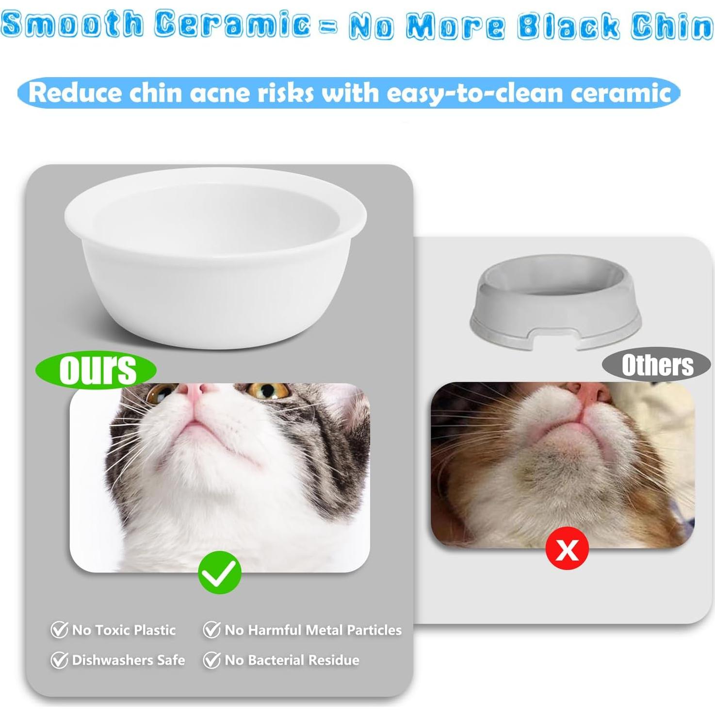 Comedero Elevado de Bambú Tekcoo para Gatos y Perros Pequeños