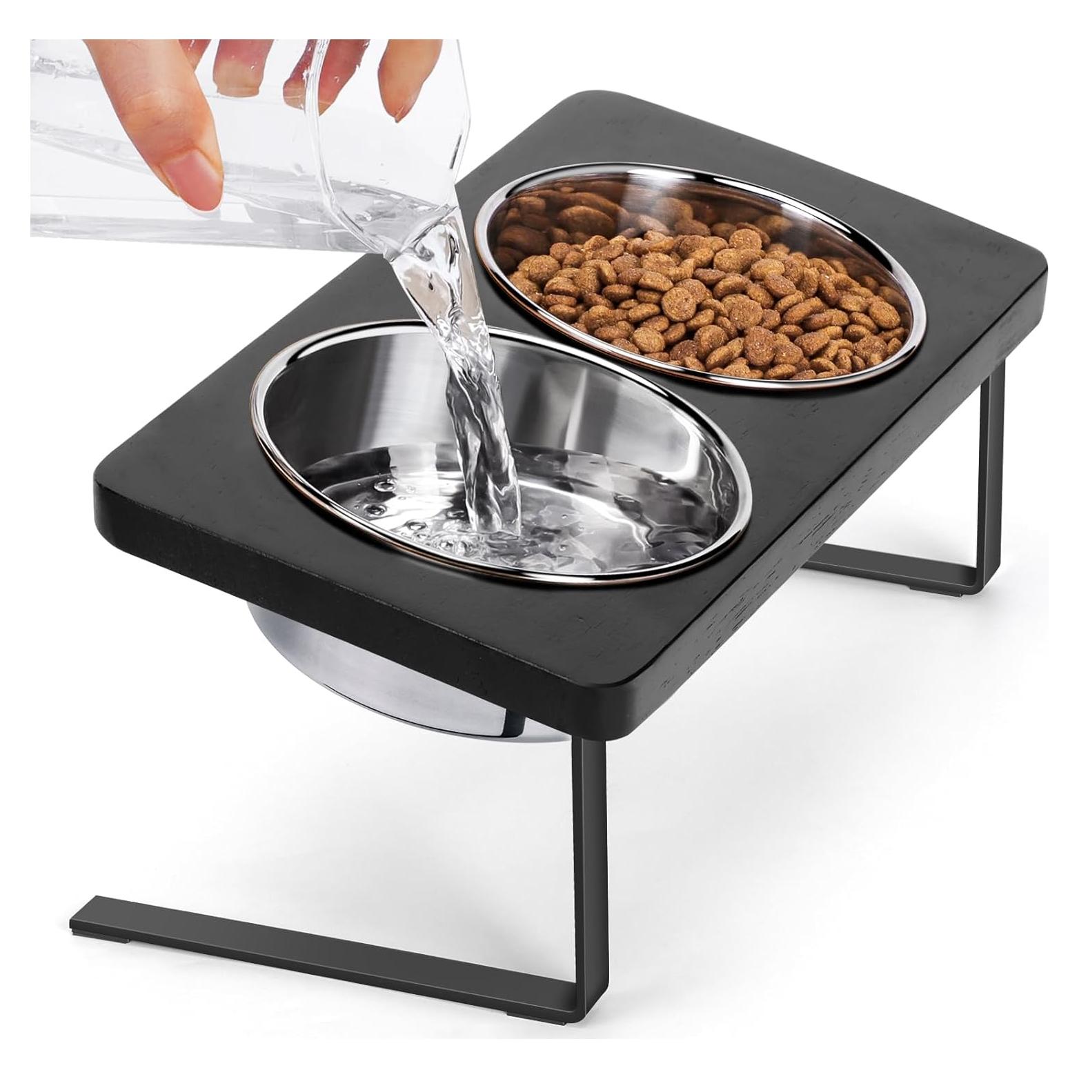 Cuencos Elevados para Gatos Siooko, Acero Inoxidable, Antivómito