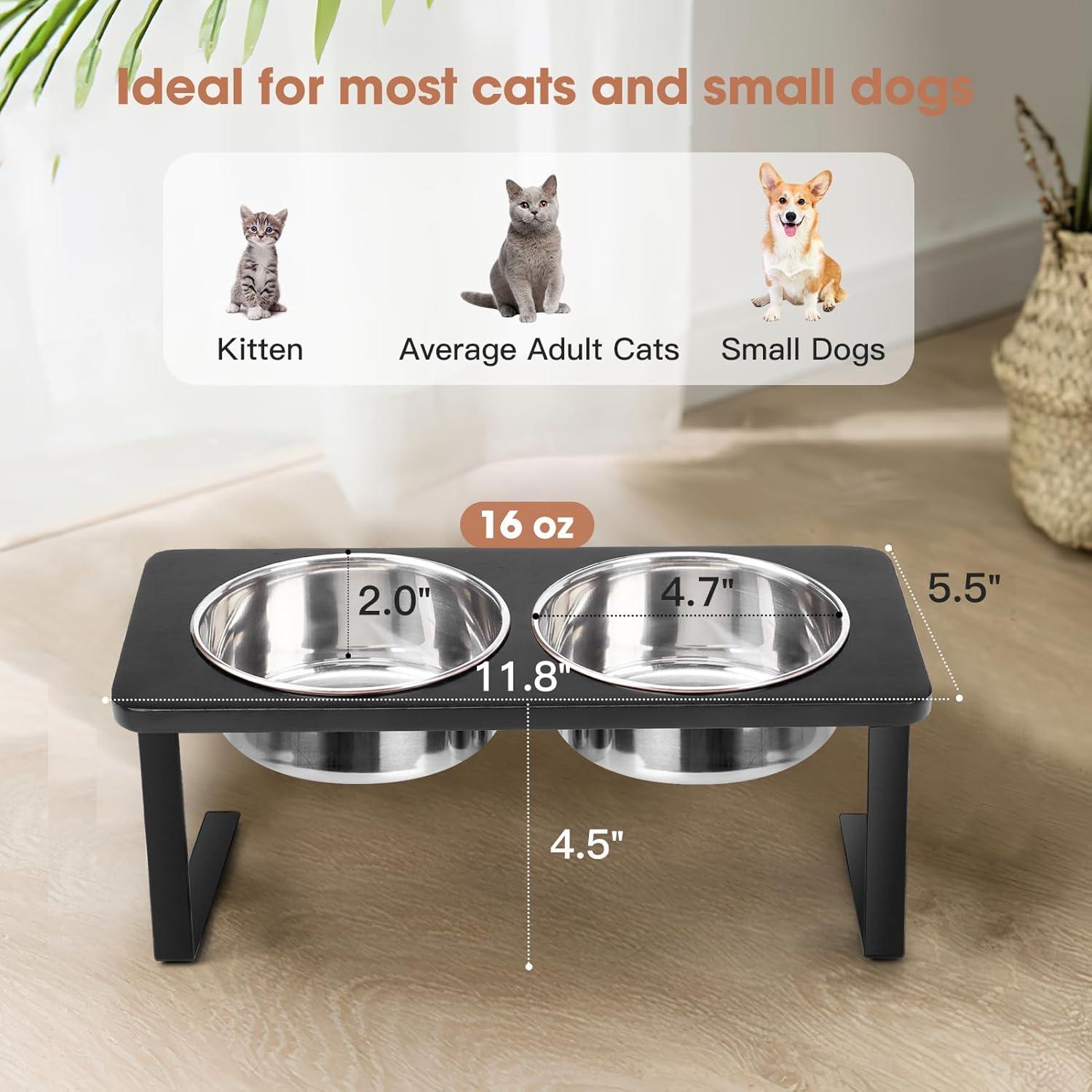 Cuencos Elevados para Gatos Siooko, Acero Inoxidable, Antivómito