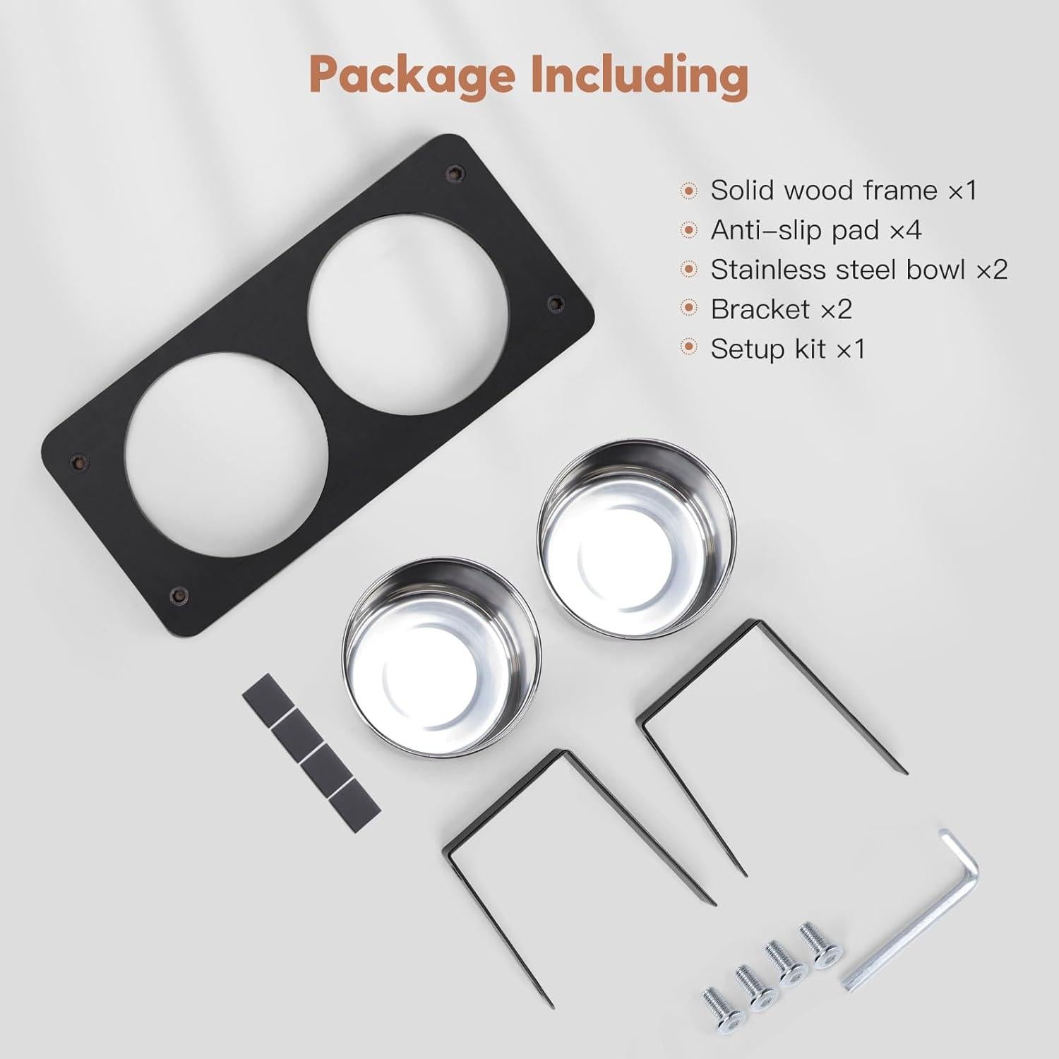 Cuencos Elevados para Gatos Siooko, Acero Inoxidable, Antivómito