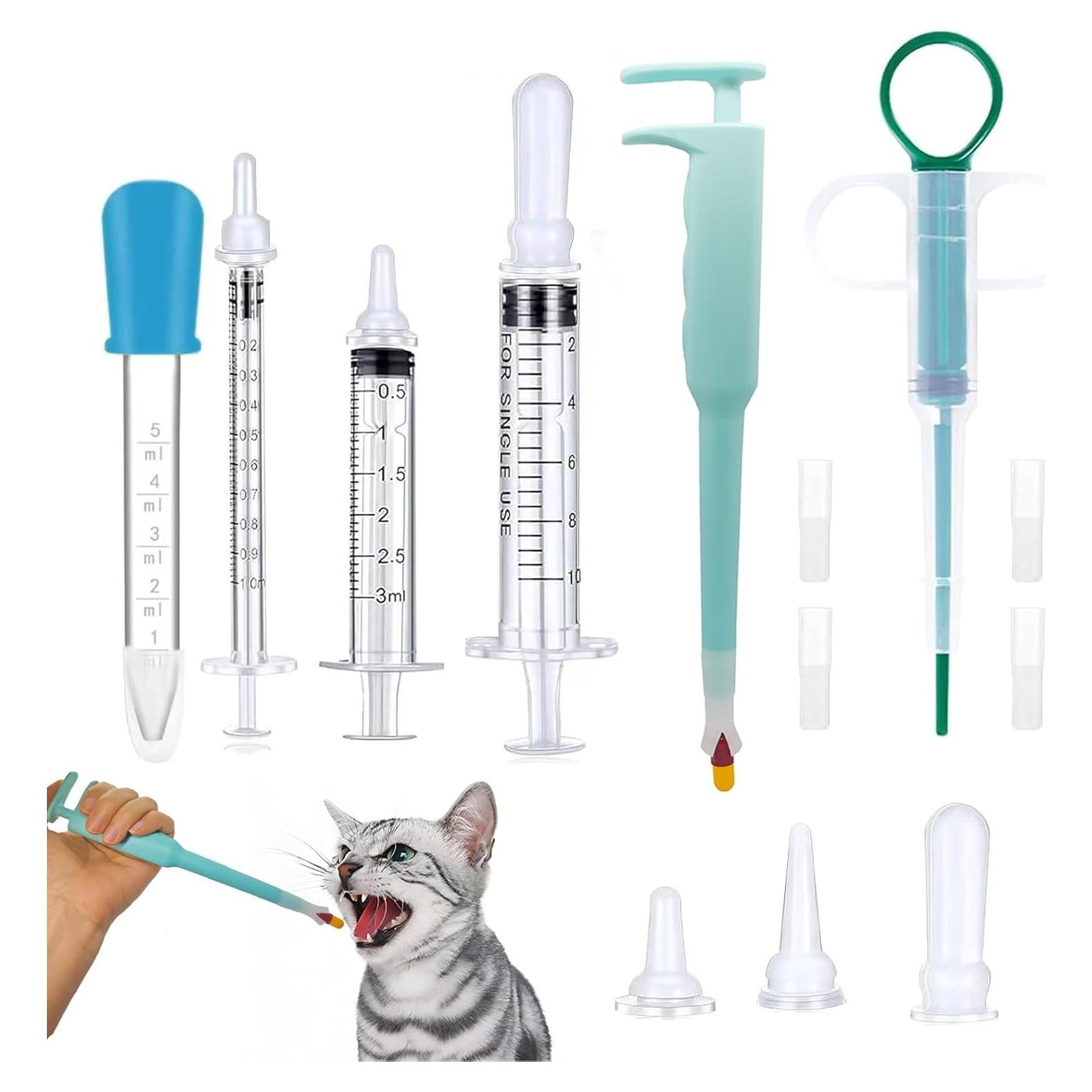 Dispensador de Pastillas para Gatos AZOFFYIU con Jeringa y Gotero