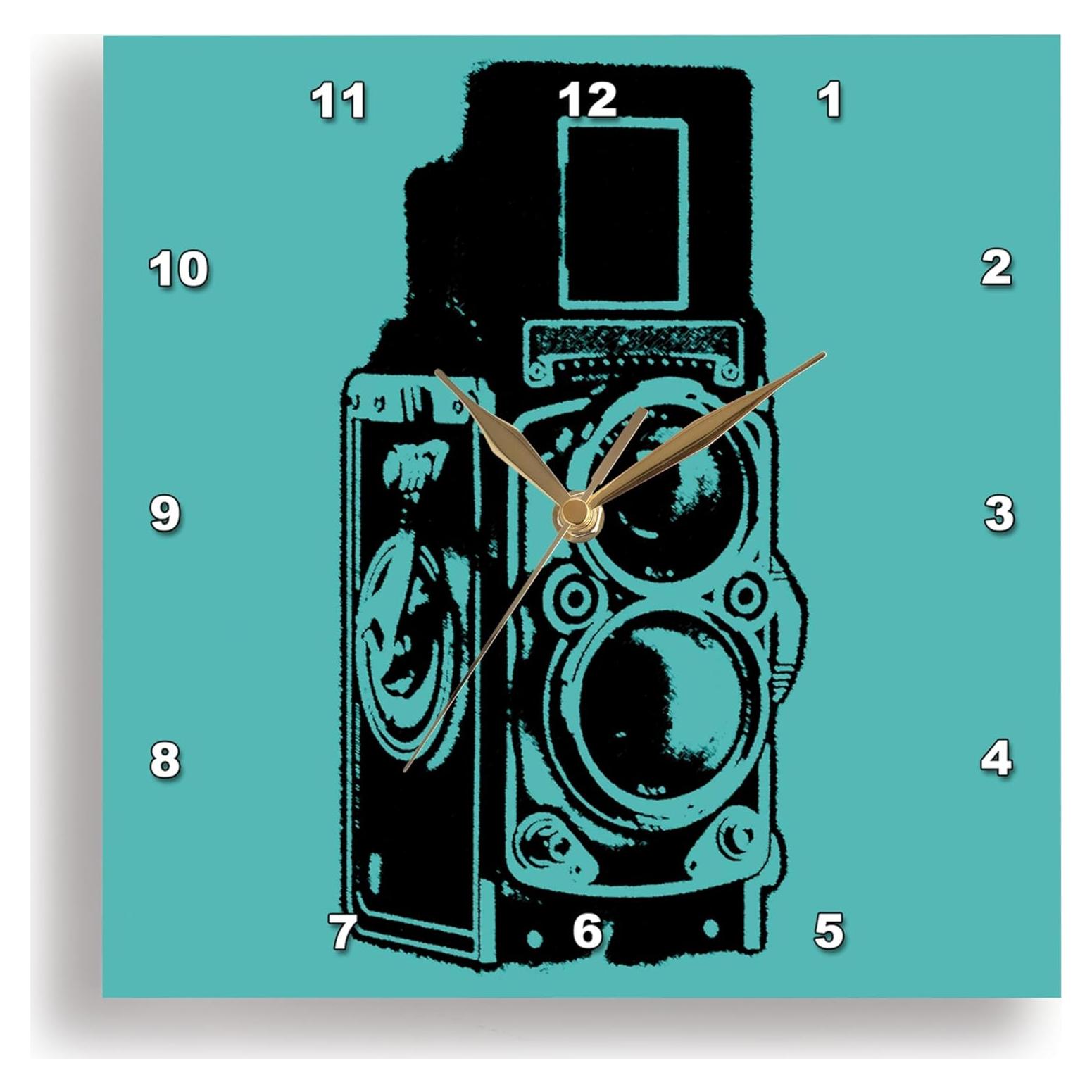 Reloj de Pared Vintage 3dRose 25.4x25.4 cm Aluminio Cian