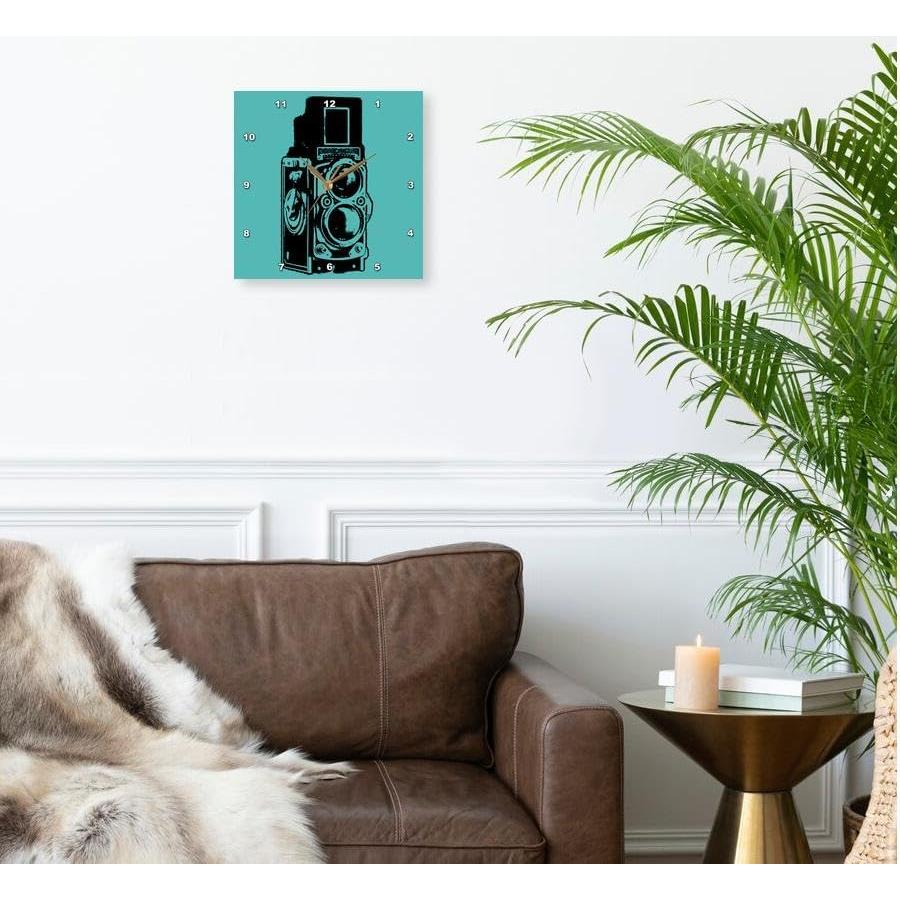 Reloj de Pared Vintage 3dRose 25.4x25.4 cm Aluminio Cian