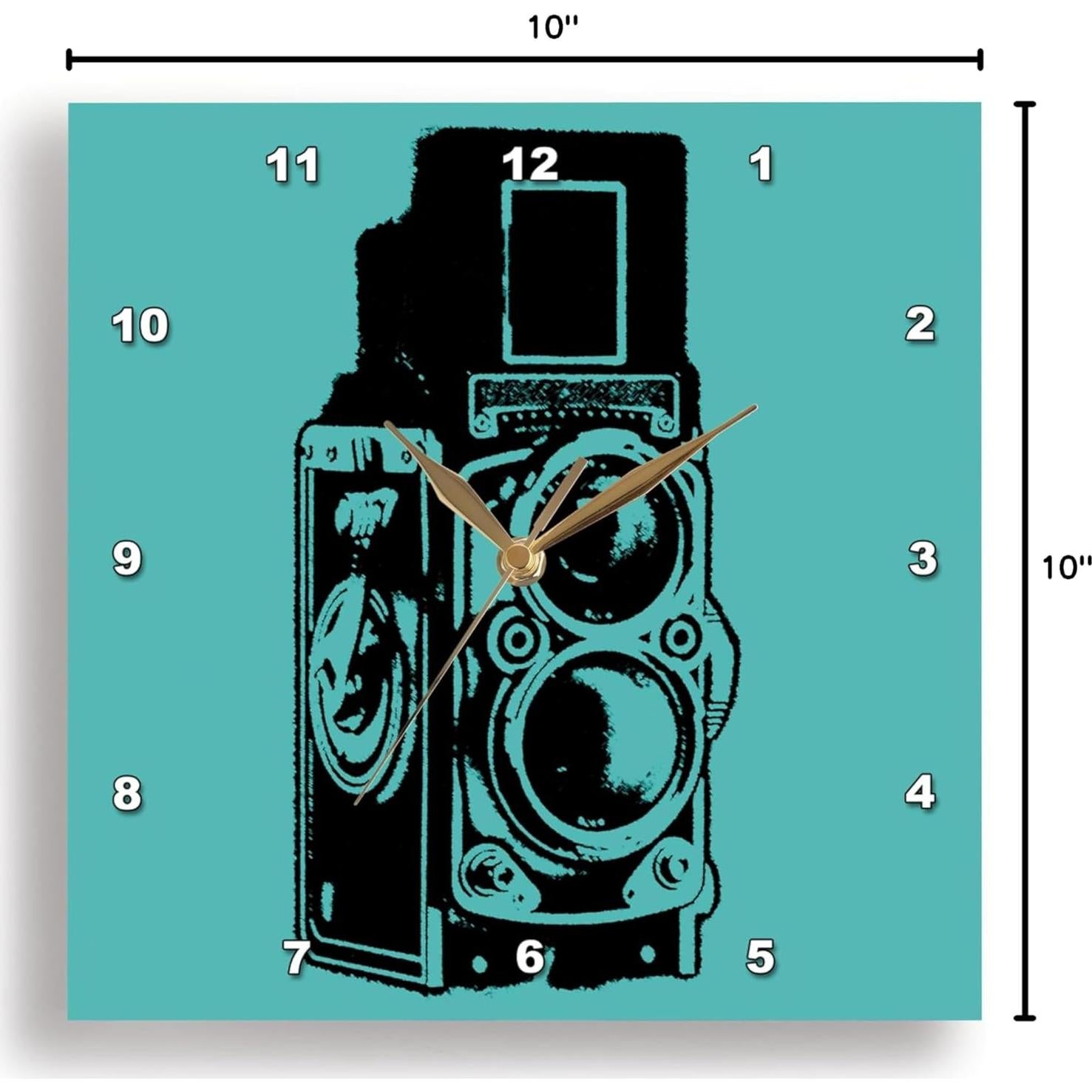 Reloj de Pared Vintage 3dRose 25.4x25.4 cm Aluminio Cian