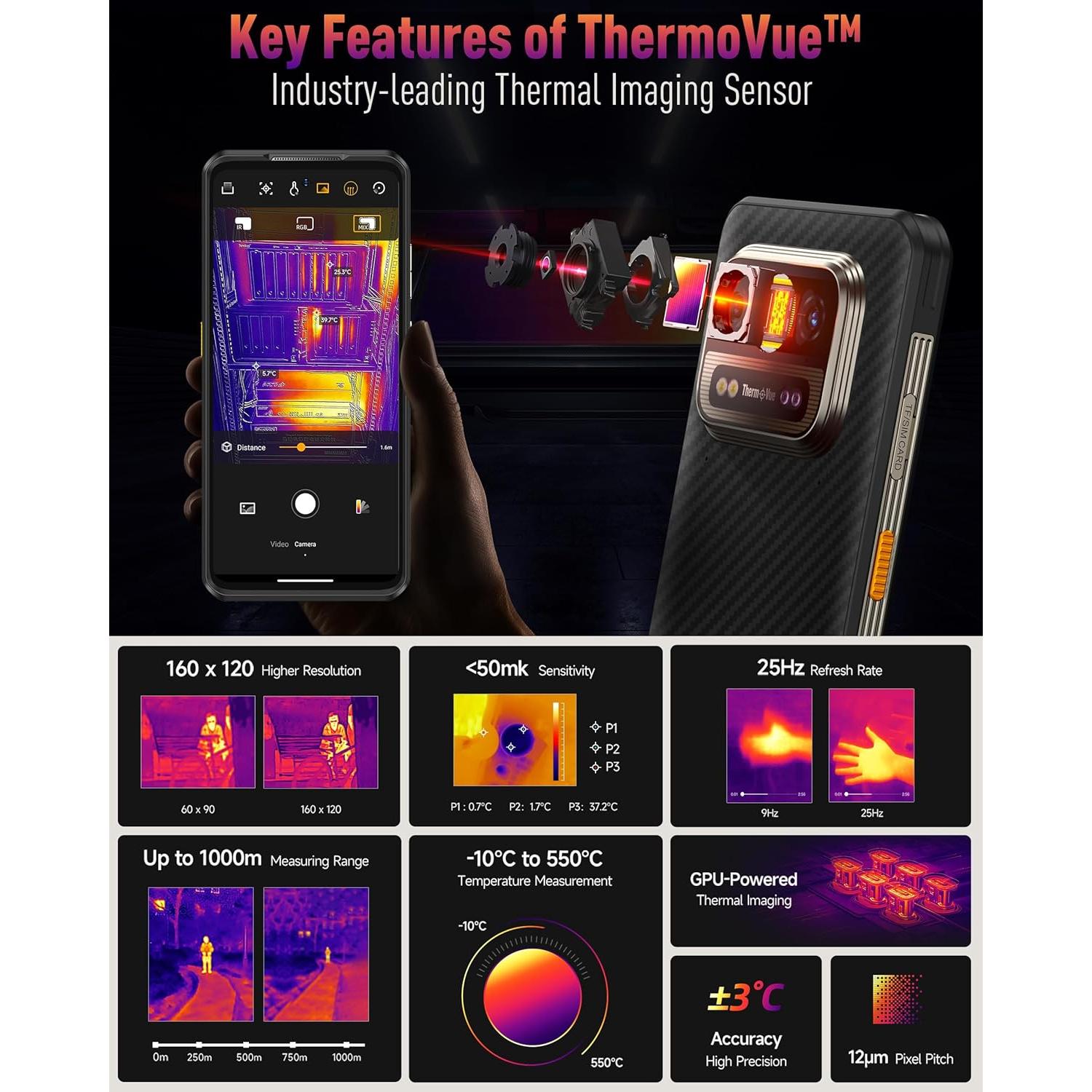 Ulefone Armor 25T Teléfono Rugerizado 4G 12GB+256GB Cámara Térmica