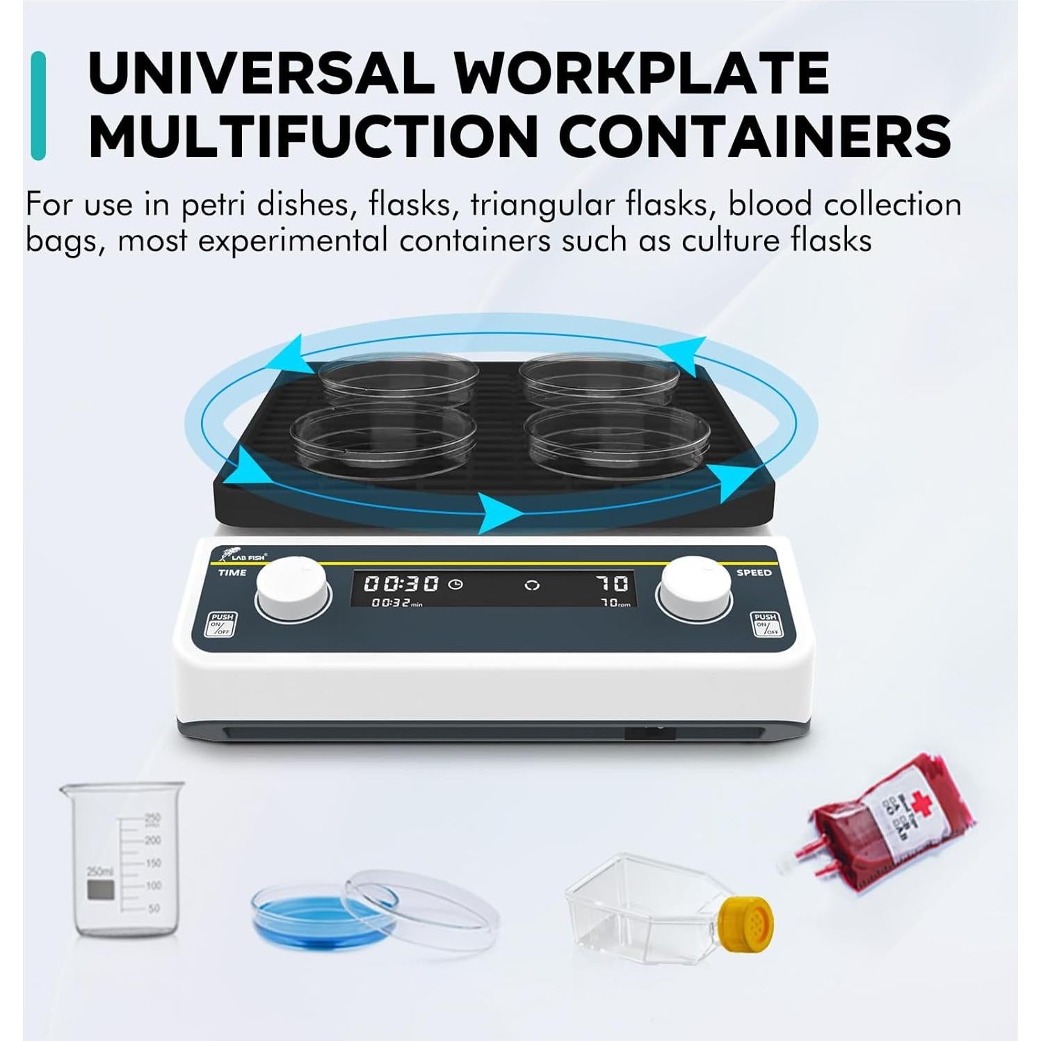 Agitador Orbital Digital LAB FISH OS-20 25x25cm 40-200RPM