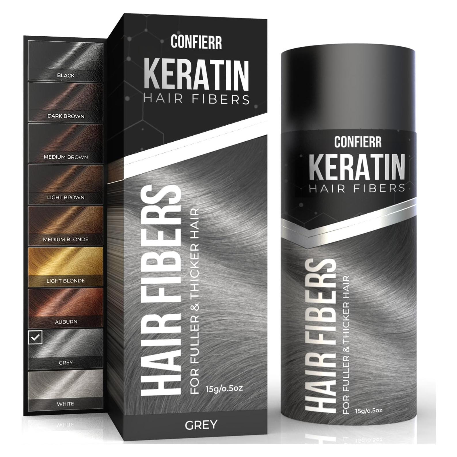 Fibras de Keratina CONFIERR 15g Color Gris para Cabello