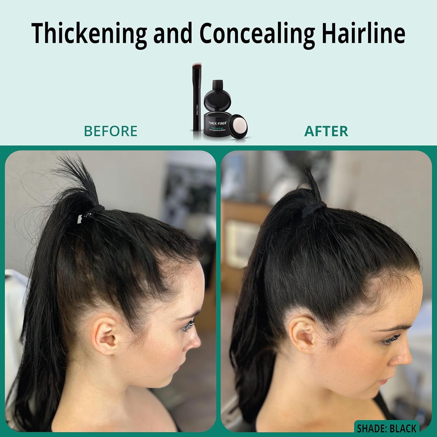 Polvo Retoque Raíces THICK FIBER - Set Cabello Fino Negro