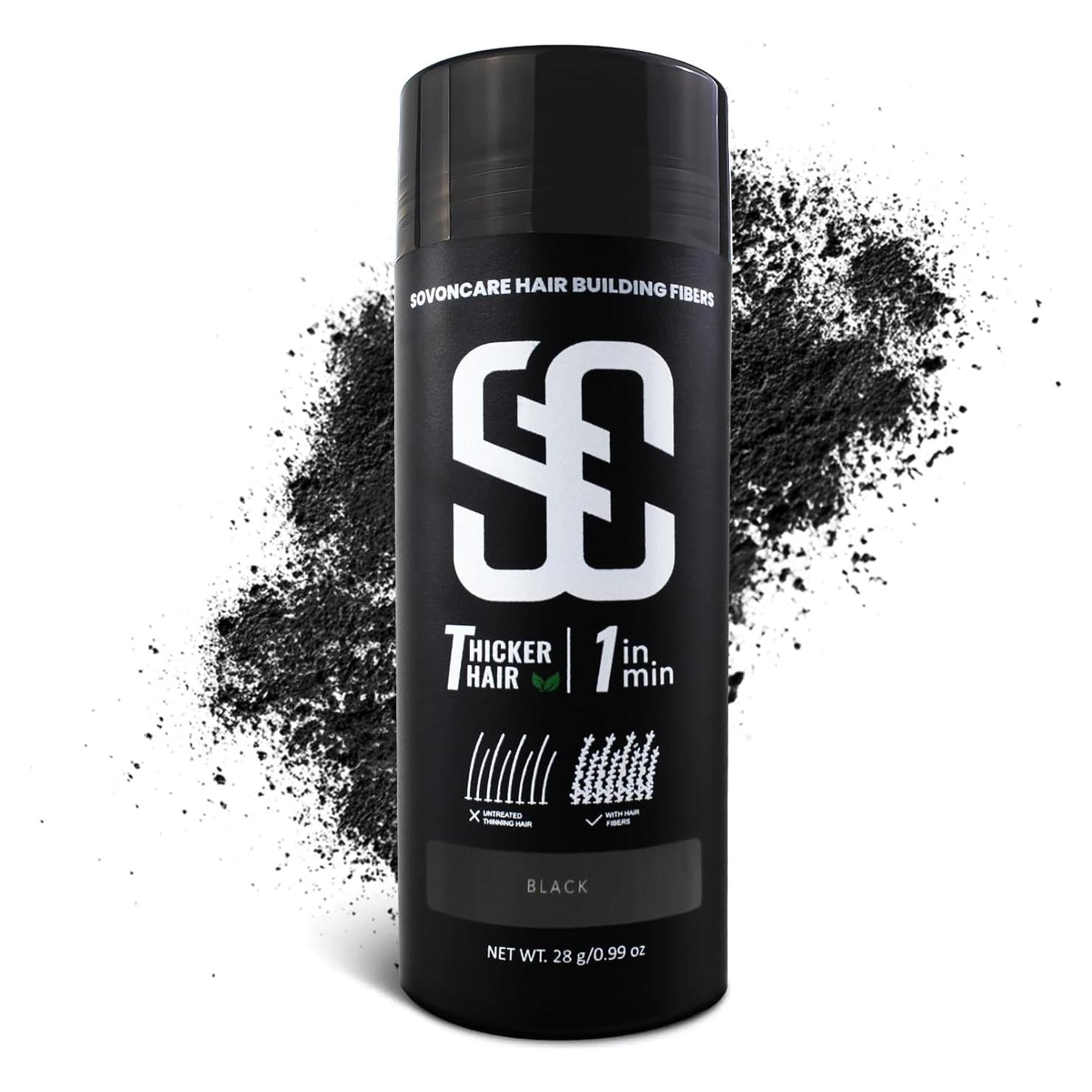 Fibras para Cabello SOVONCARE Negro 28g - Relleno Instantáneo