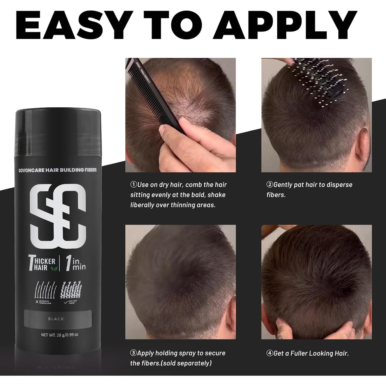 Fibras para Cabello SOVONCARE Negro 28g - Relleno Instantáneo