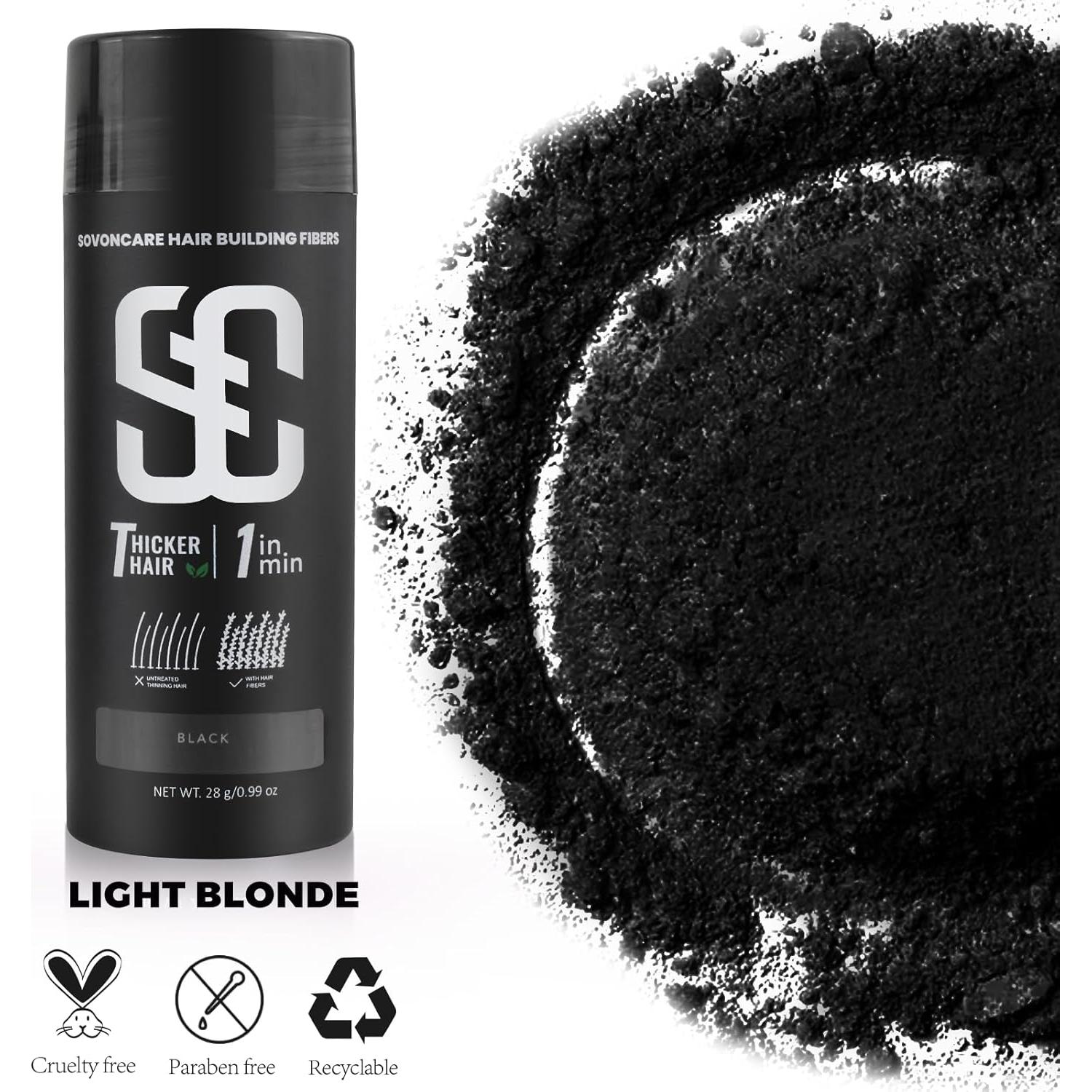 Fibras para Cabello SOVONCARE Negro 28g - Relleno Instantáneo