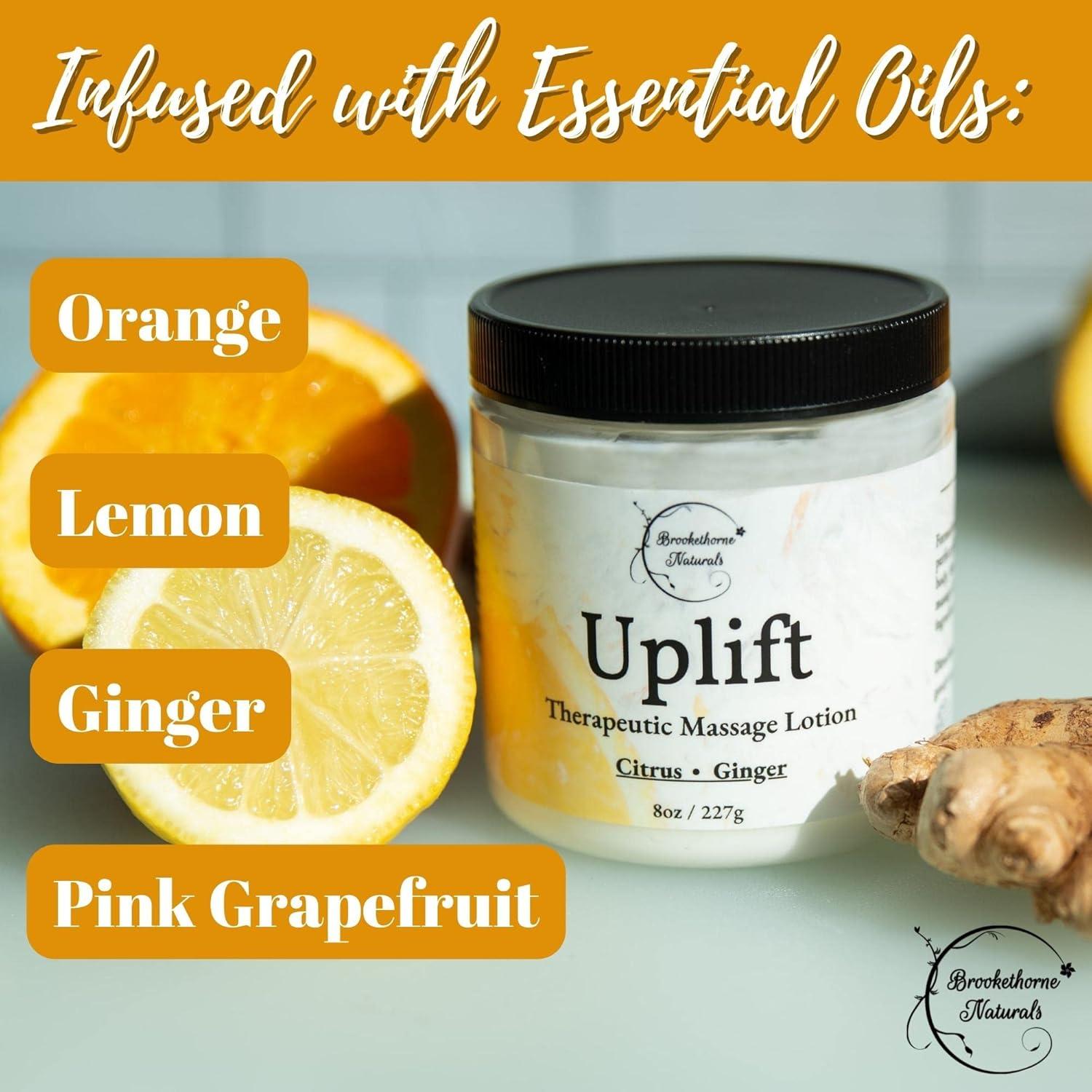 Loción de Masaje Uplift Brookethorne Naturals 280g Cítricos y Jengibre