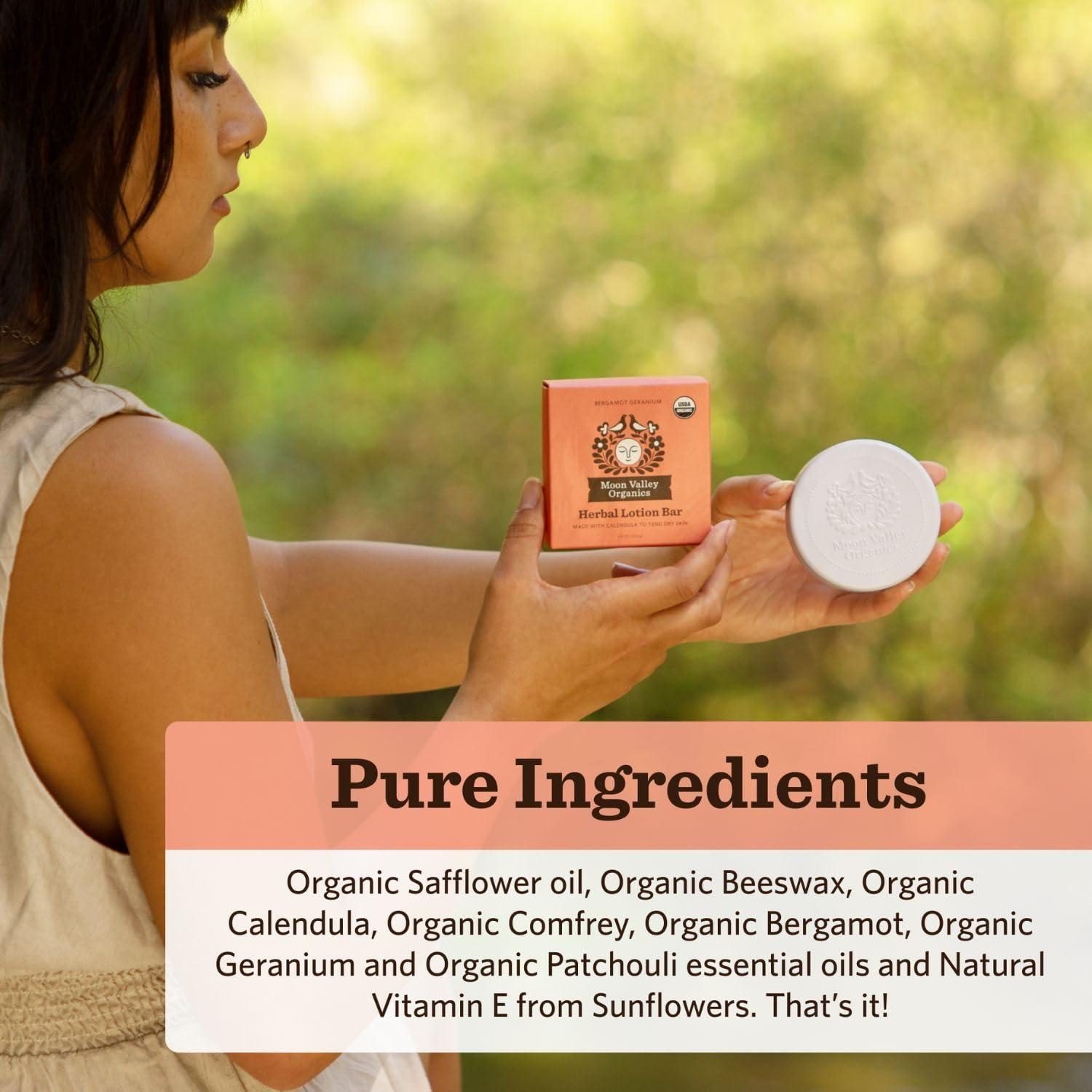 Barra de Loción Herbal Moon Valley Organics Bergamota 53g