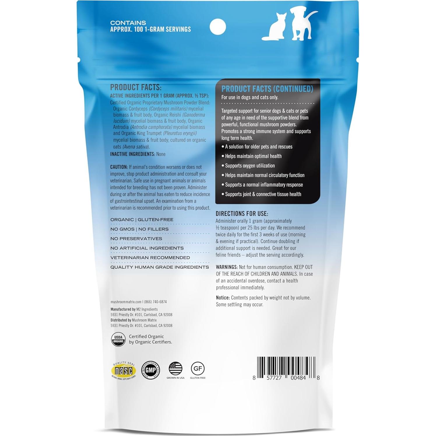 Suplemento de Hongo Orgánico Om Mushroom 100g para Perros y Gatos