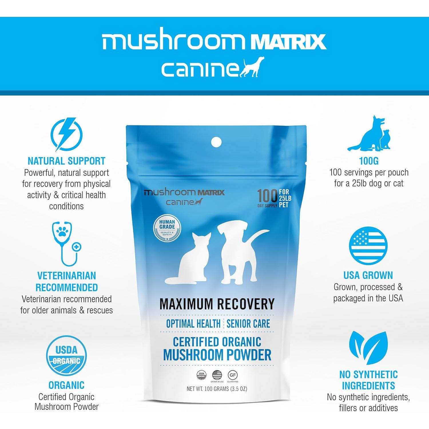 Suplemento de Hongo Orgánico Om Mushroom 100g para Perros y Gatos