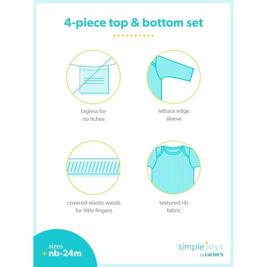 Conjunto Térmico 4 Piezas Bebé Unisex Simple Joys Carter's