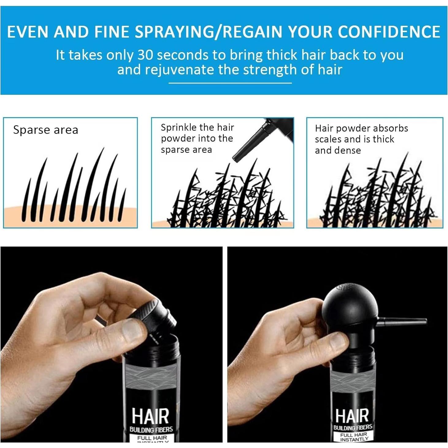 Fibras para Cabello SHIFAKOU 27.5g Negro - Aplicador Spray