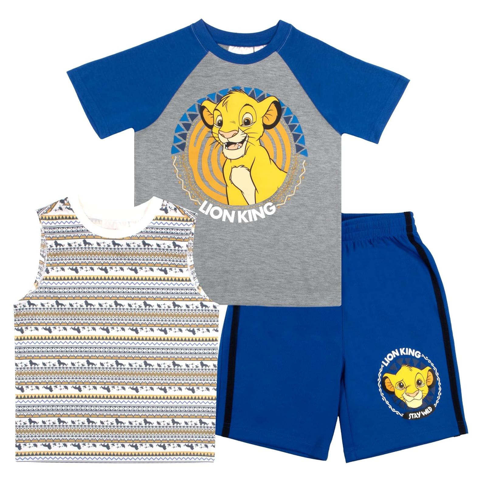 Conjunto Corto 3 Piezas Mickey Mouse Niños 3T Azul y Gris